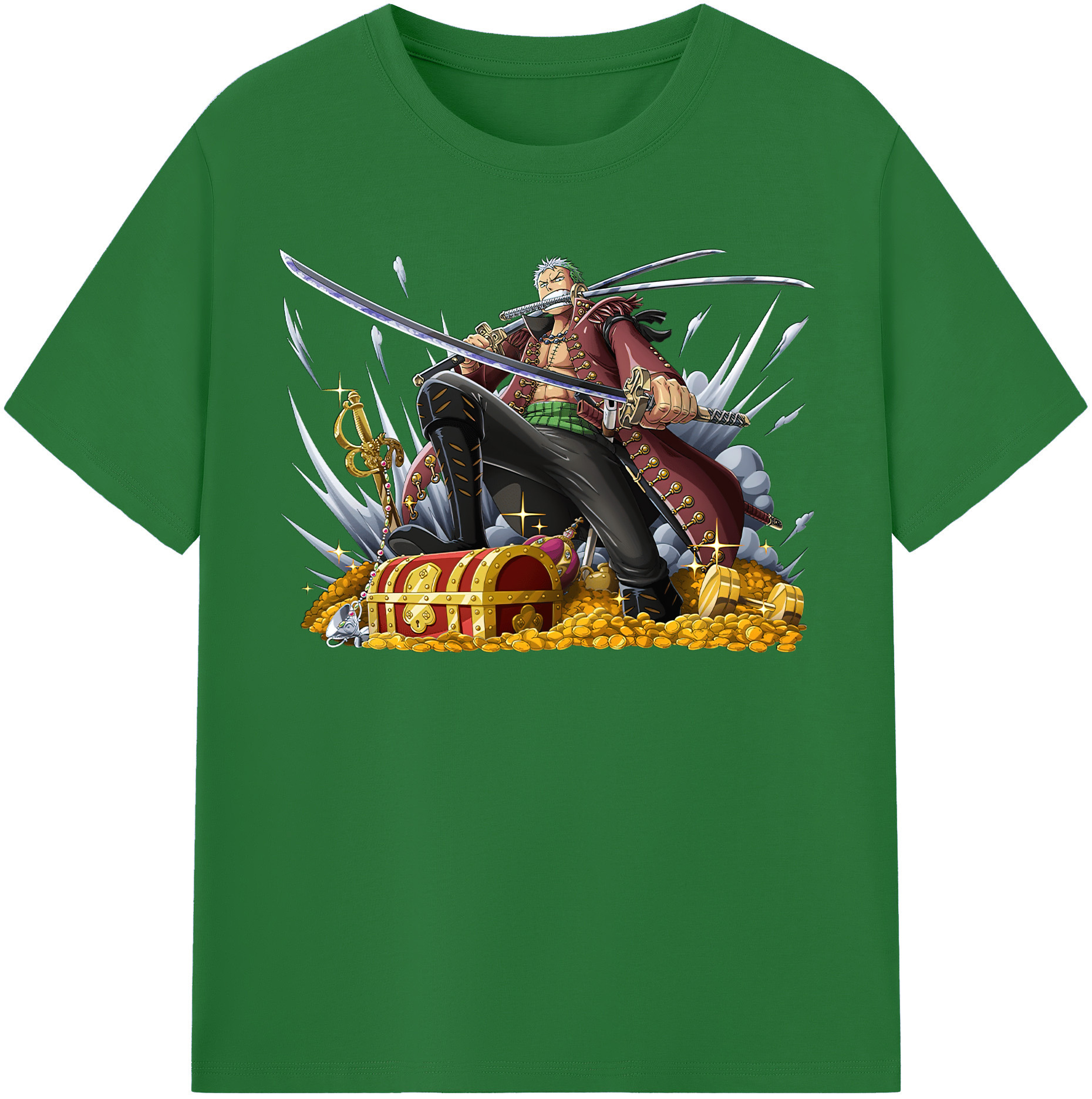 ワンピース ロロノア・ゾロ ONE PIECE Roronoa Zoro 綿100％半袖Tシャツ（フロントプリント）