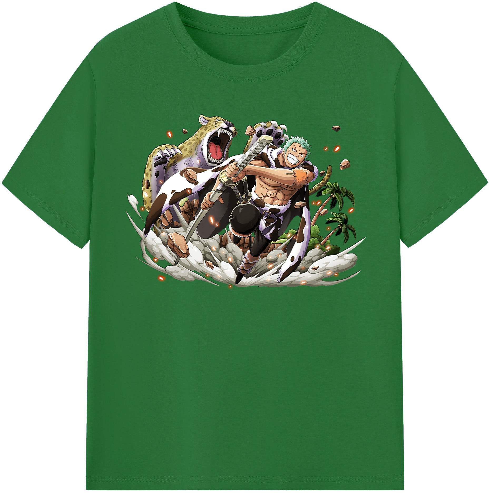 ワンピース ロロノア・ゾロ ONE PIECE Roronoa Zoro 綿100％半袖Tシャツ（フロントプリント）