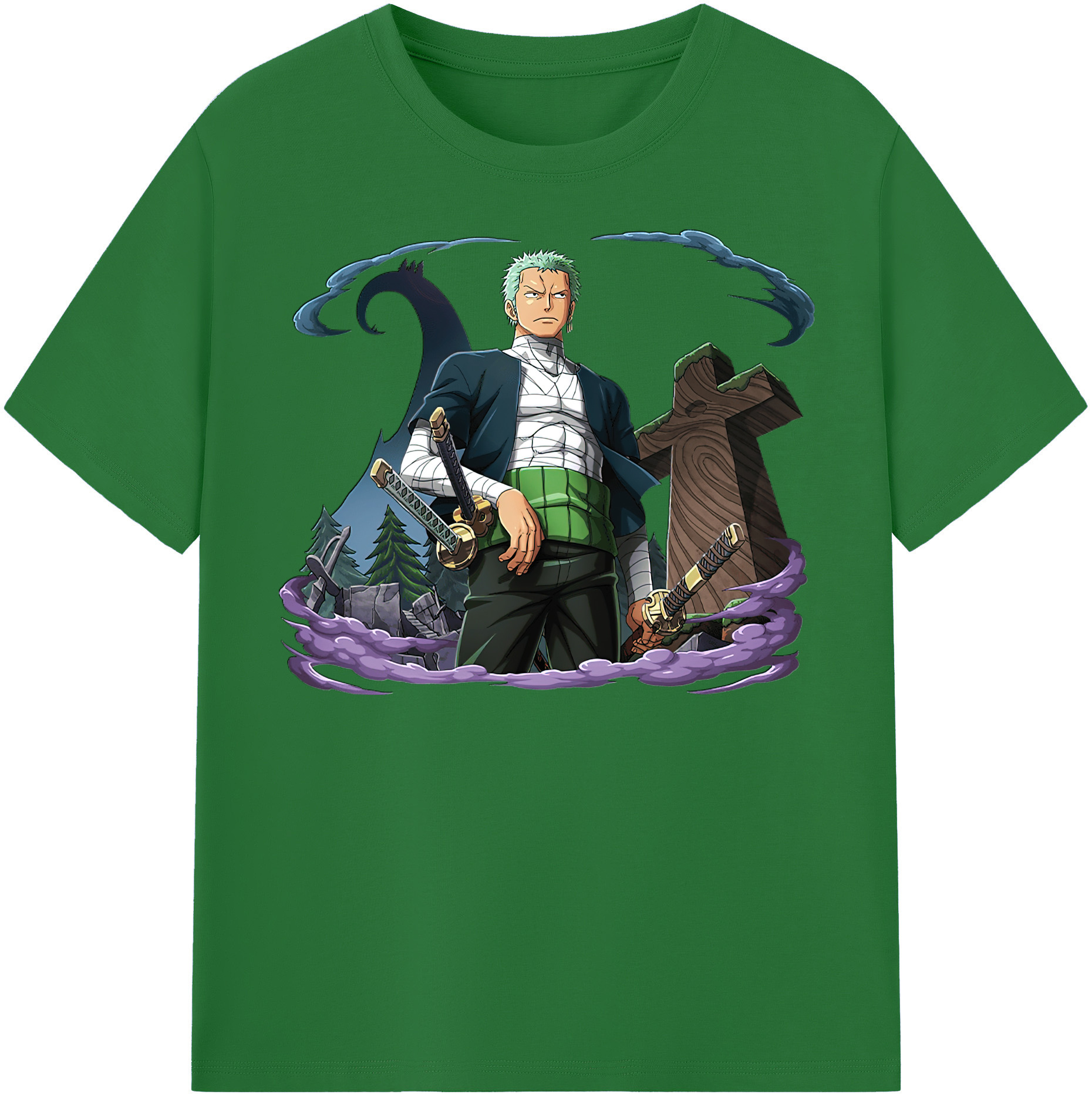 ワンピース ロロノア・ゾロ ONE PIECE Roronoa Zoro 綿100％半袖Tシャツ（フロントプリント）