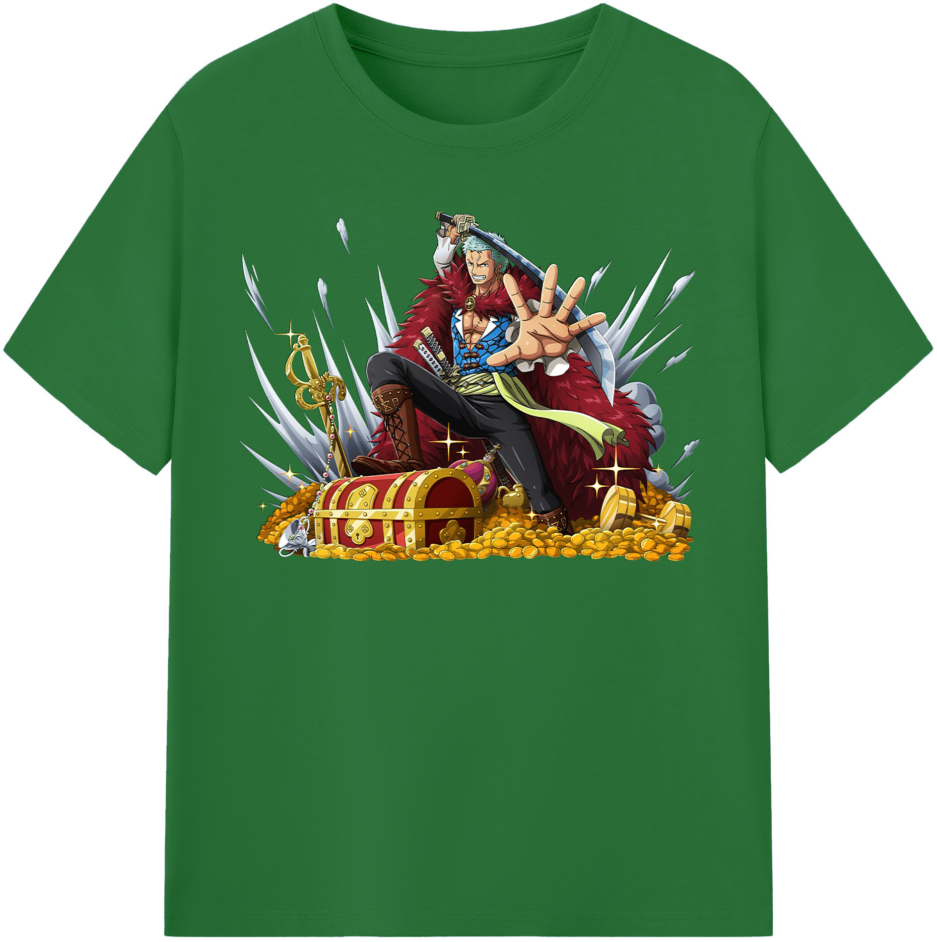ワンピース ロロノア・ゾロ ONE PIECE Roronoa Zoro 綿100％半袖Tシャツ（フロントプリント）