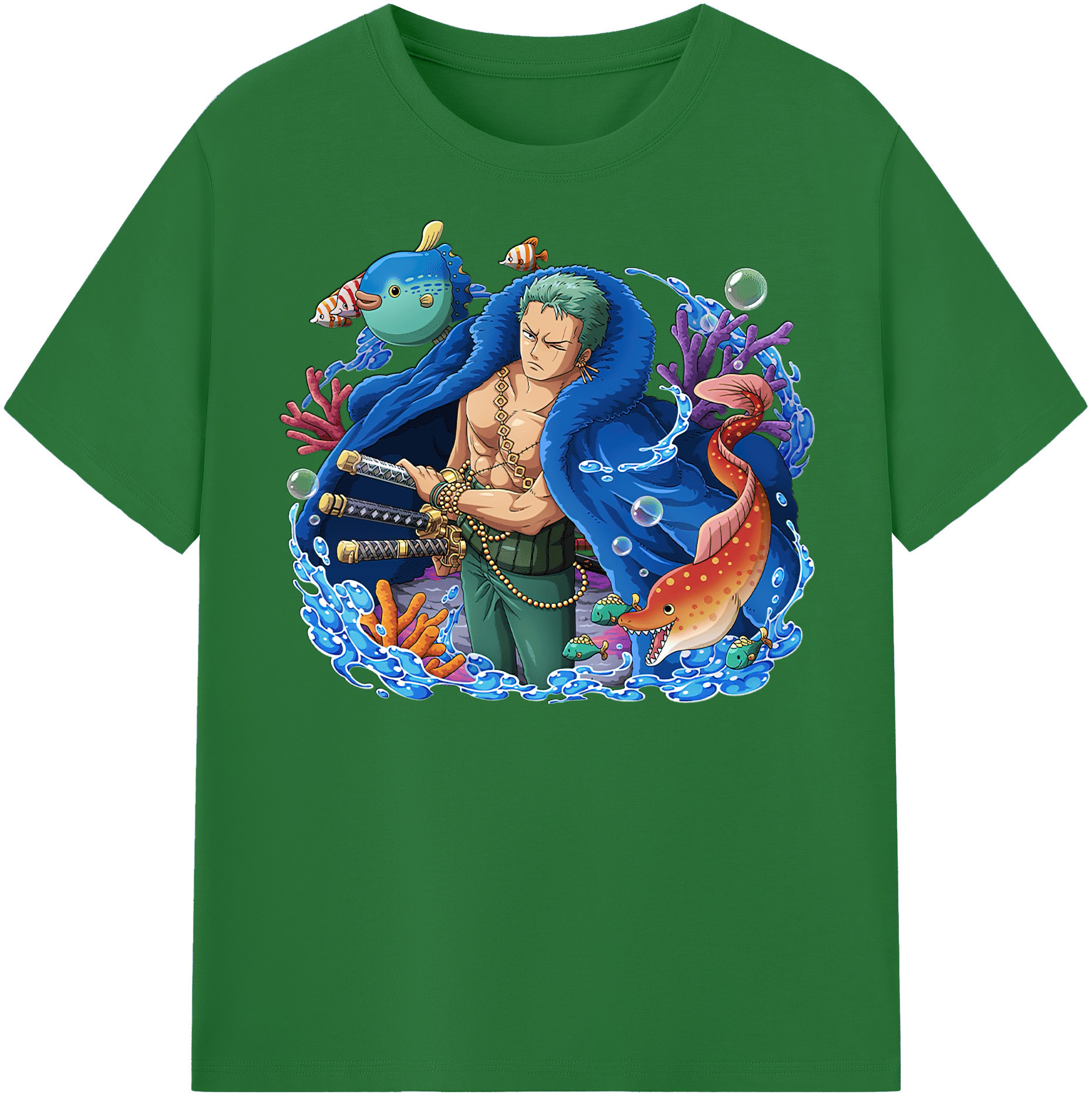ワンピース ロロノア・ゾロ ONE PIECE Roronoa Zoro 綿100％半袖Tシャツ（フロントプリント）