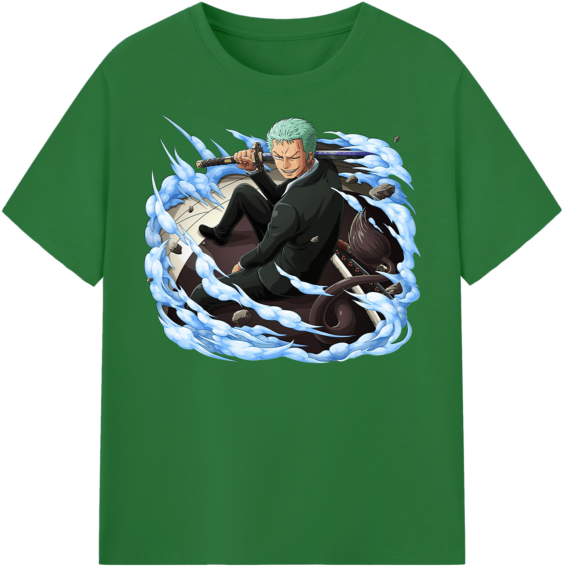 ワンピース ロロノア・ゾロ ONE PIECE Roronoa Zoro 綿100％半袖Tシャツ（フロントプリント）