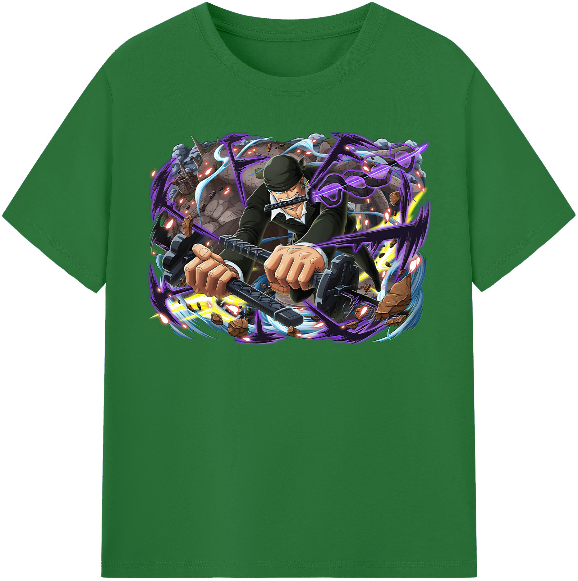 ワンピース ロロノア・ゾロ ONE PIECE Roronoa Zoro 綿100％半袖Tシャツ（フロントプリント）