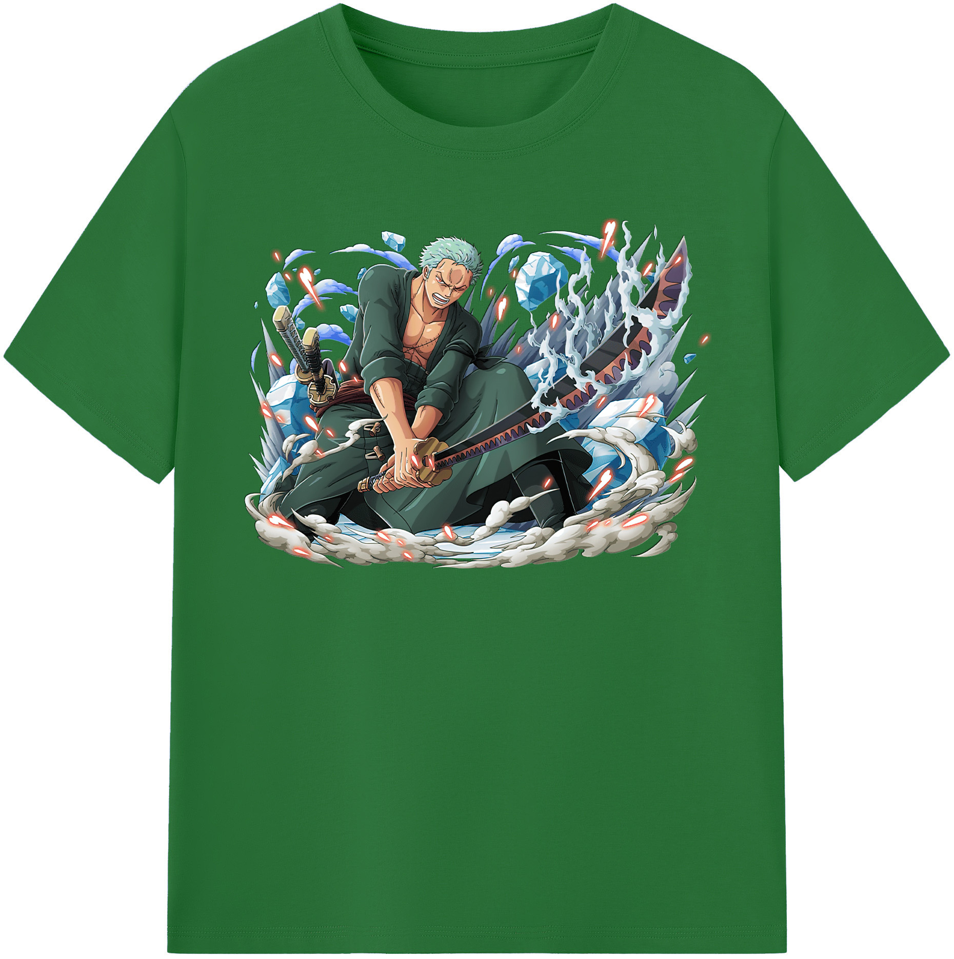 ワンピース ロロノア・ゾロ ONE PIECE Roronoa Zoro 綿100％半袖Tシャツ（フロントプリント）