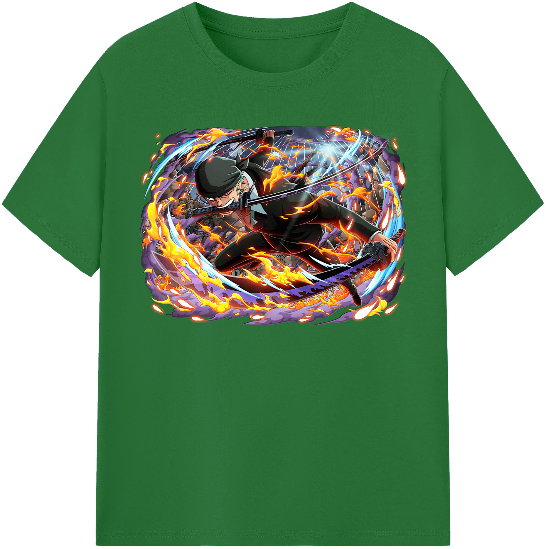 ワンピース ロロノア・ゾロ ONE PIECE Roronoa Zoro 綿100％半袖Tシャツ（フロントプリント）