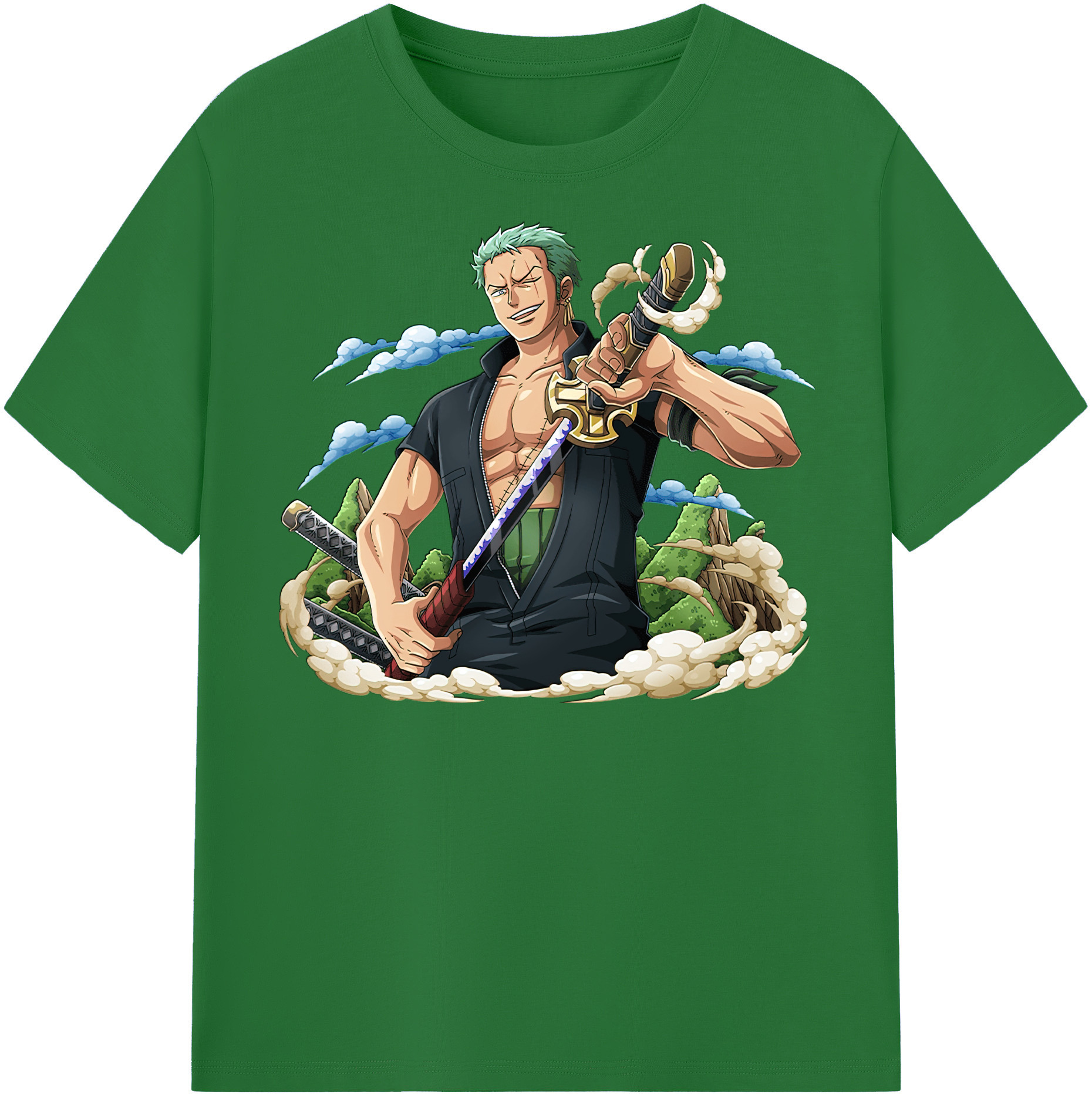 ワンピース ロロノア・ゾロ ONE PIECE Roronoa Zoro 綿100％半袖Tシャツ（フロントプリント）