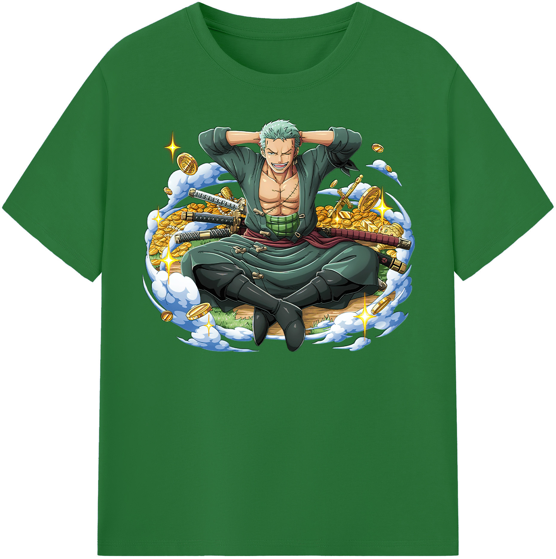 ワンピース ロロノア・ゾロ ONE PIECE Roronoa Zoro 綿100％半袖Tシャツ（フロントプリント）