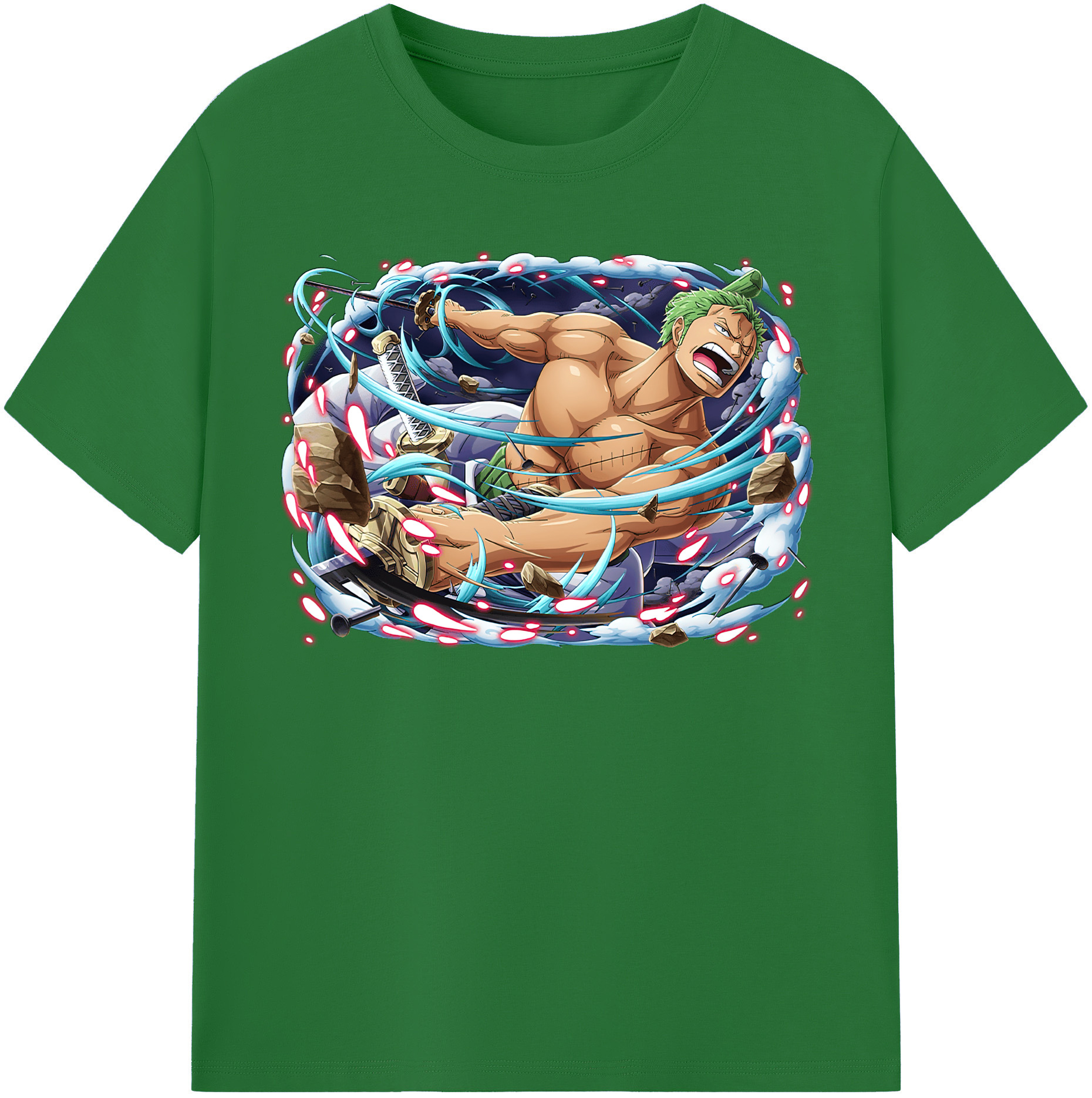 ワンピース ロロノア・ゾロ ONE PIECE Roronoa Zoro 綿100％半袖Tシャツ（フロントプリント）