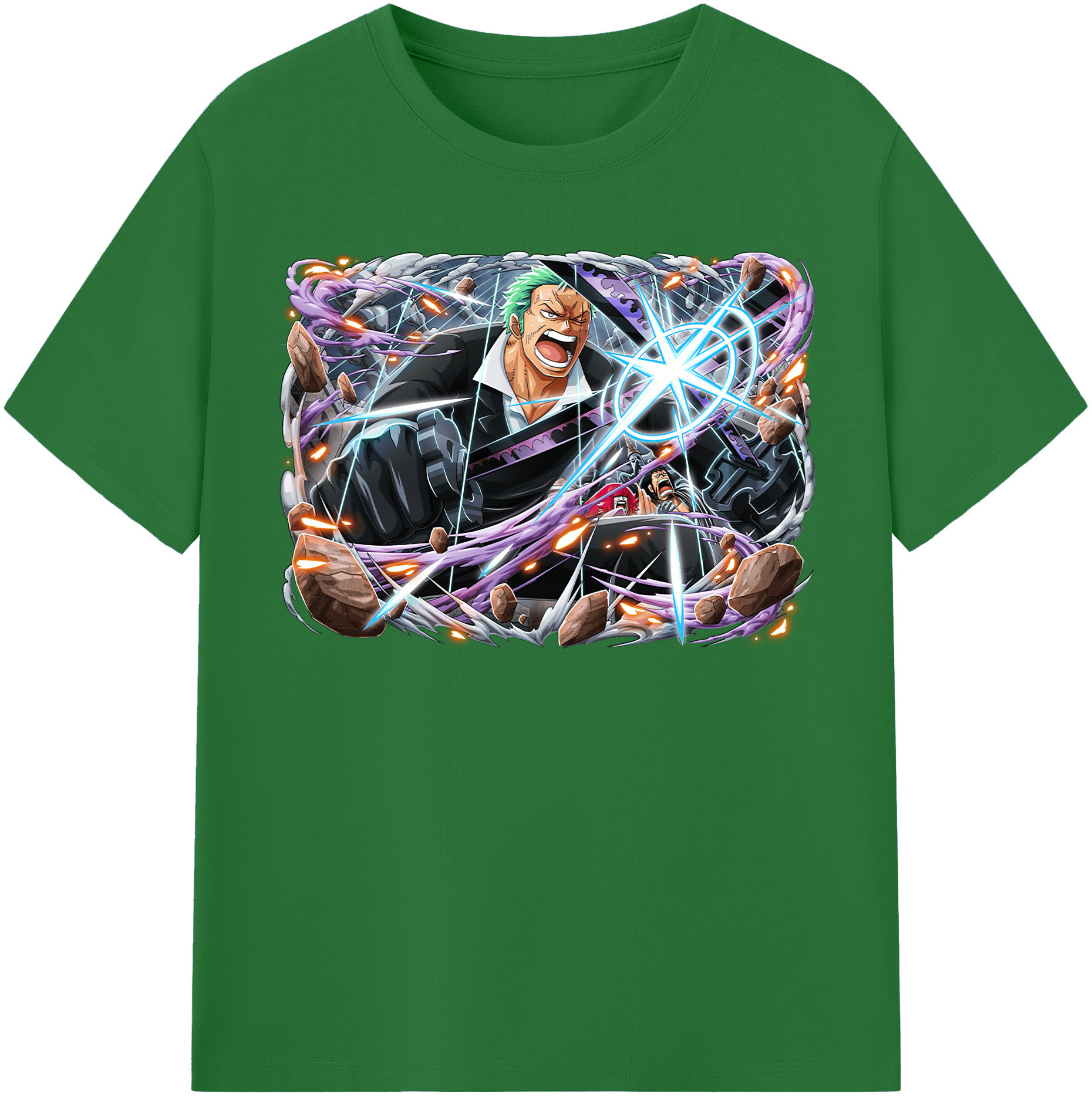 ワンピース ロロノア・ゾロ ONE PIECE Roronoa Zoro 綿100％半袖Tシャツ（フロントプリント）