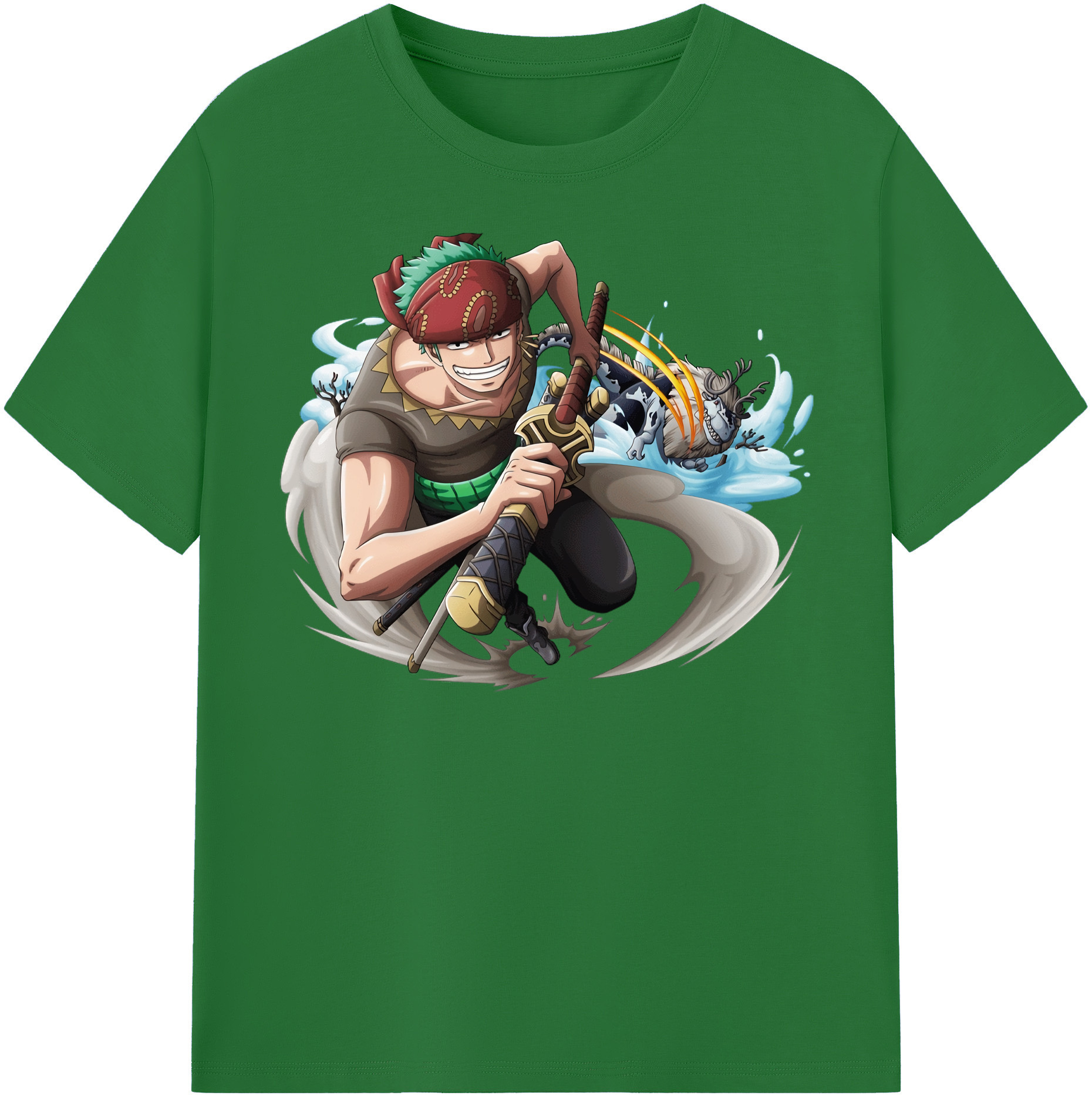 ワンピース ロロノア・ゾロ ONE PIECE Roronoa Zoro 綿100％半袖Tシャツ（フロントプリント）
