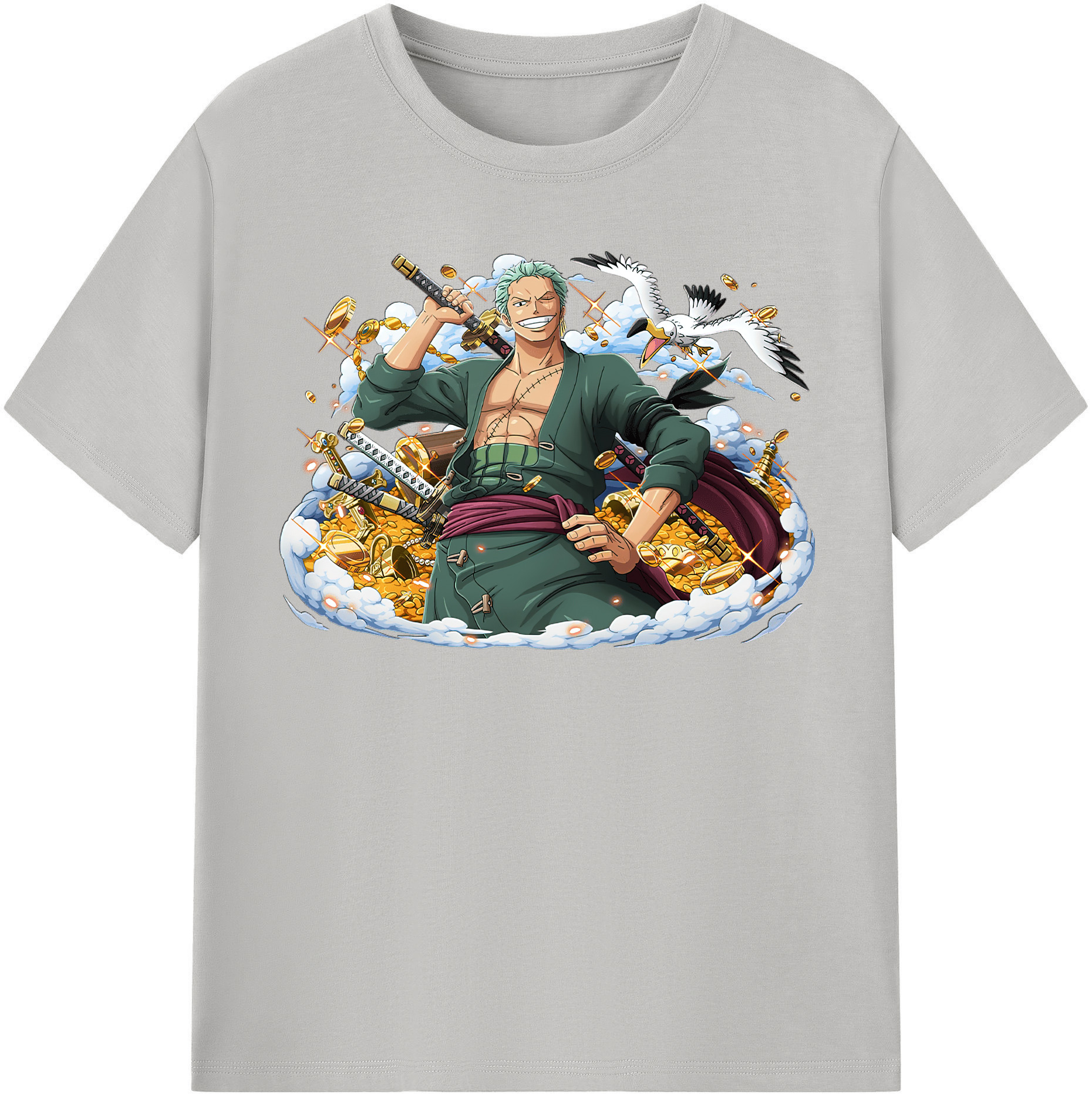 ワンピース ロロノア・ゾロ ONE PIECE Roronoa Zoro 綿100％半袖Tシャツ（フロントプリント）
