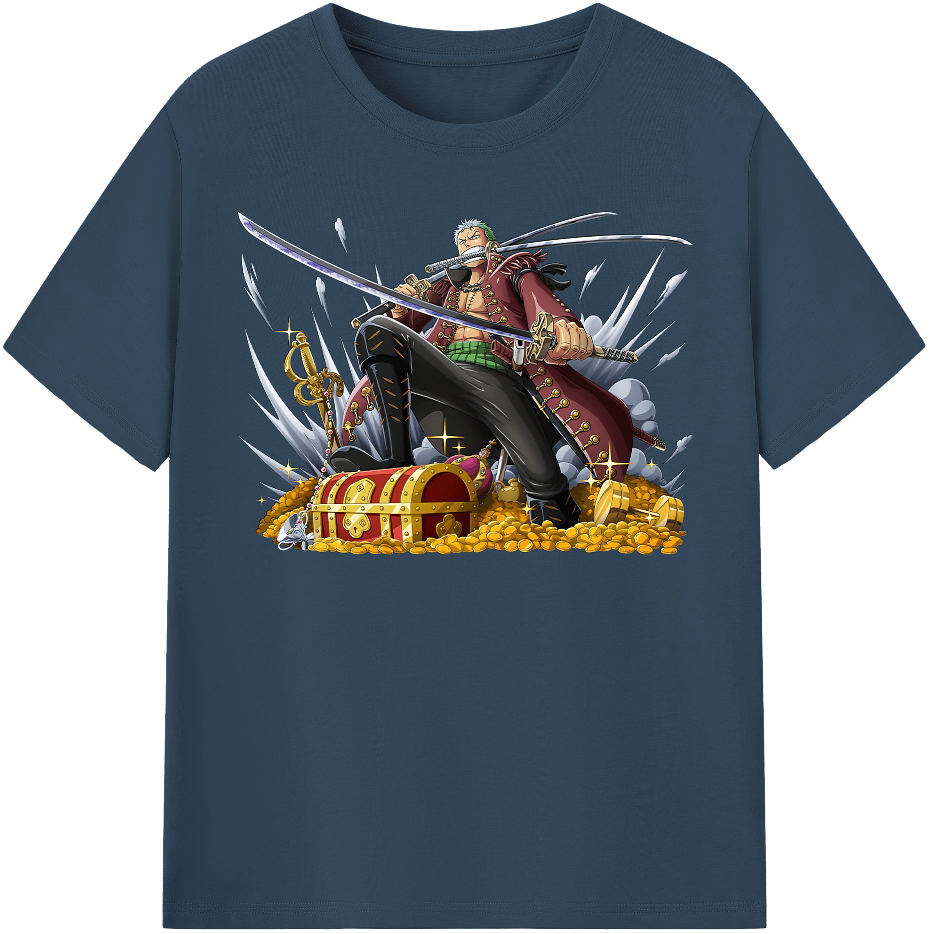 ワンピース ロロノア・ゾロ ONE PIECE Roronoa Zoro 綿100％半袖Tシャツ（フロントプリント）