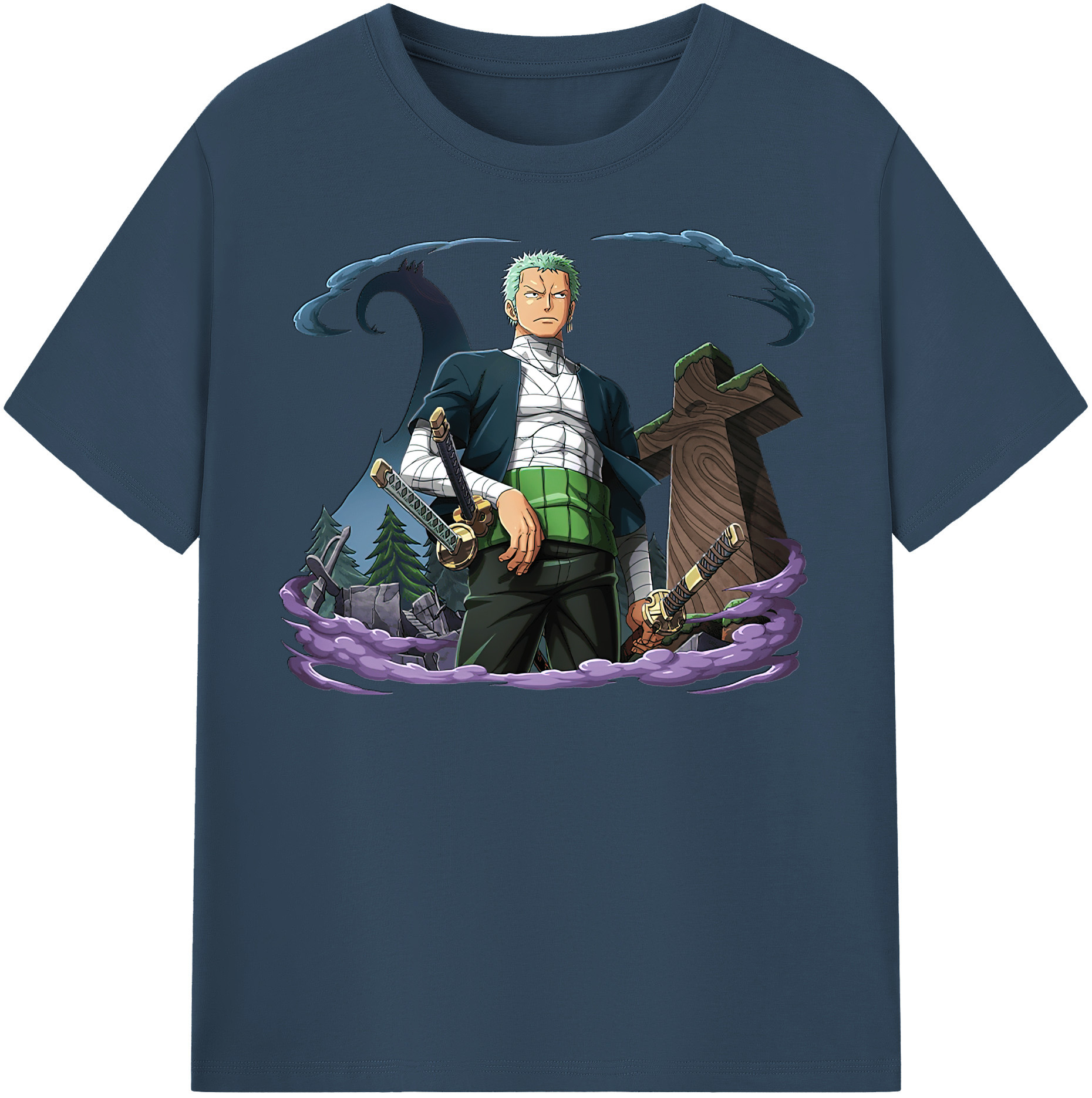 ワンピース ロロノア・ゾロ ONE PIECE Roronoa Zoro 綿100％半袖Tシャツ（フロントプリント）