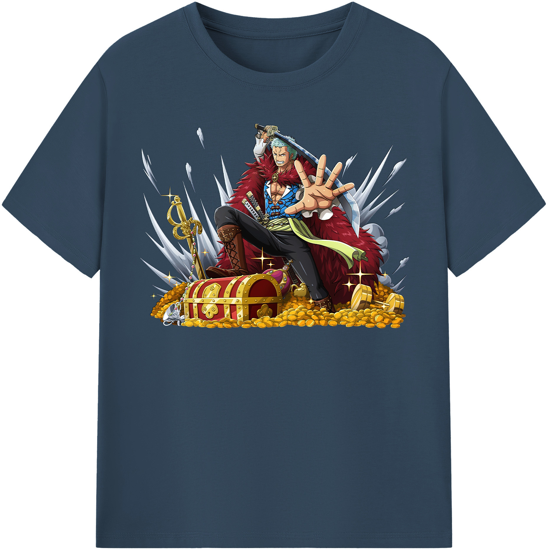 ワンピース ロロノア・ゾロ ONE PIECE Roronoa Zoro 綿100％半袖Tシャツ（フロントプリント）