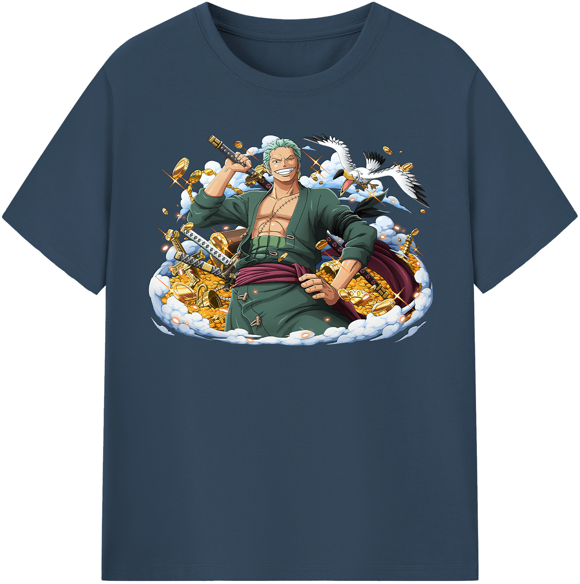 ワンピース ロロノア・ゾロ ONE PIECE Roronoa Zoro 綿100％半袖Tシャツ（フロントプリント）