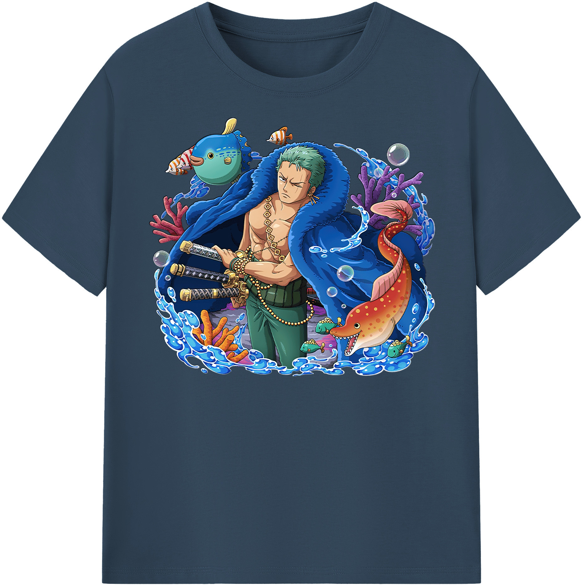 ワンピース ロロノア・ゾロ ONE PIECE Roronoa Zoro 綿100％半袖Tシャツ（フロントプリント）