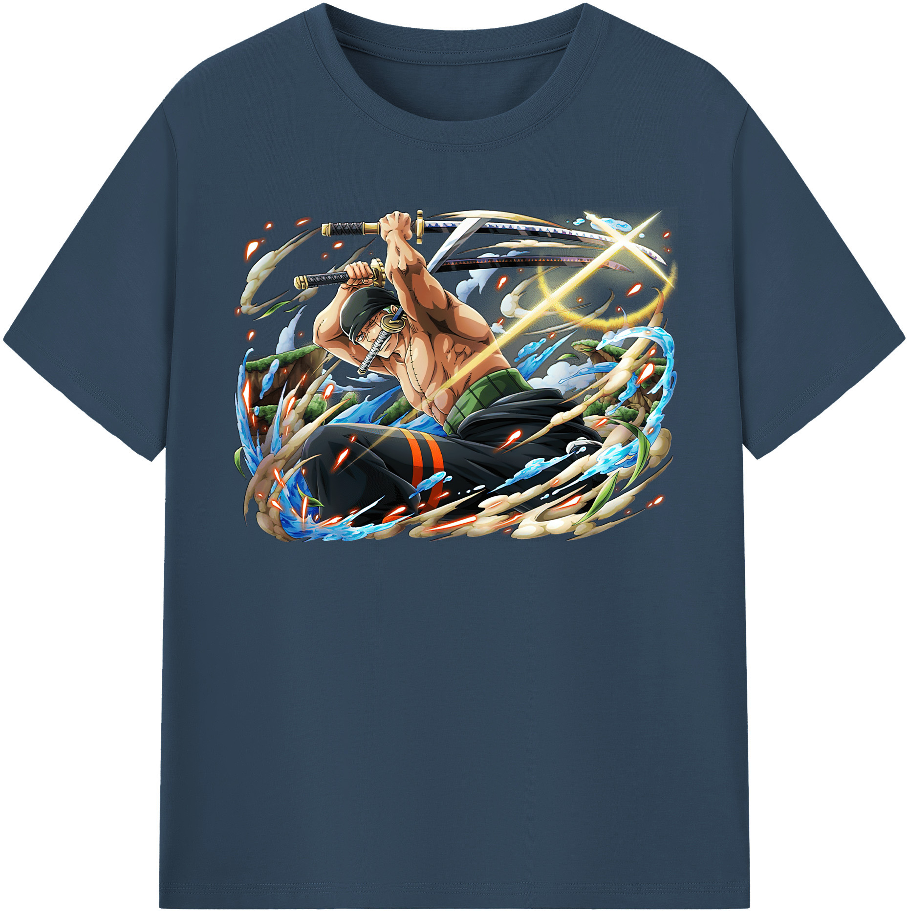ワンピース ロロノア・ゾロ ONE PIECE Roronoa Zoro 綿100％半袖Tシャツ（フロントプリント）