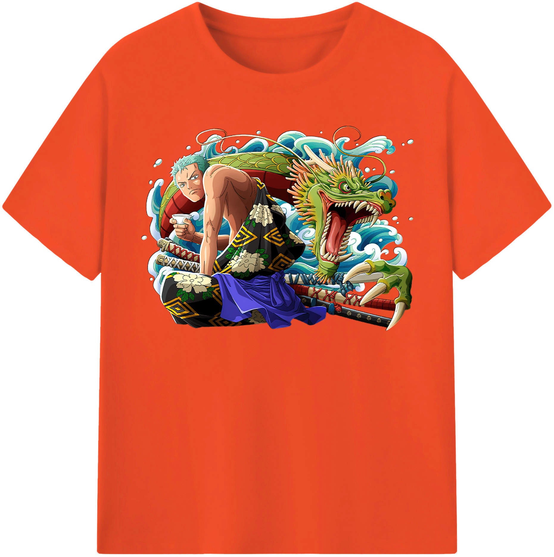 ワンピース ロロノア・ゾロ ONE PIECE Roronoa Zoro 綿100％半袖Tシャツ（フロントプリント）
