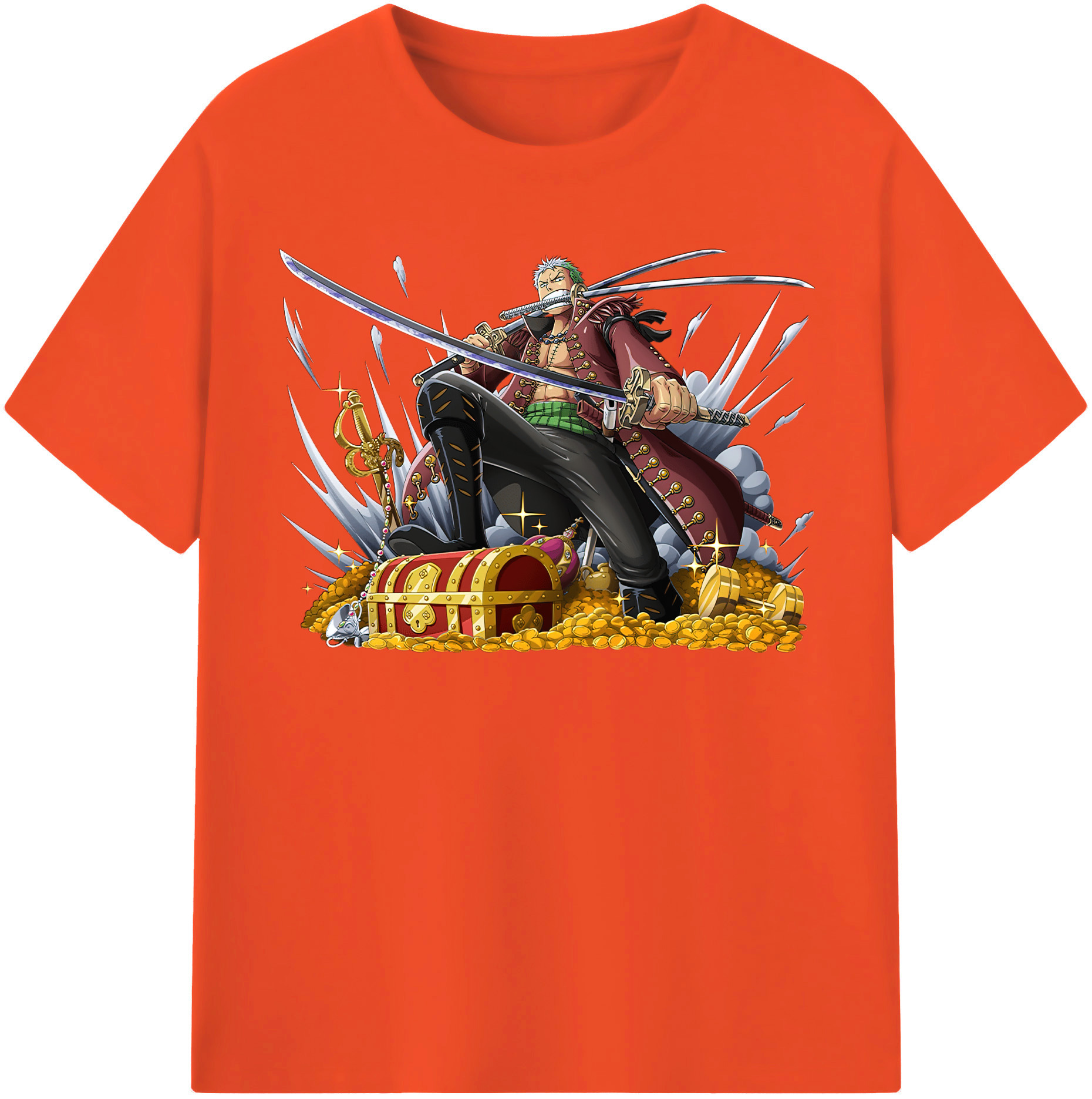 ワンピース ロロノア・ゾロ ONE PIECE Roronoa Zoro 綿100％半袖Tシャツ（フロントプリント）