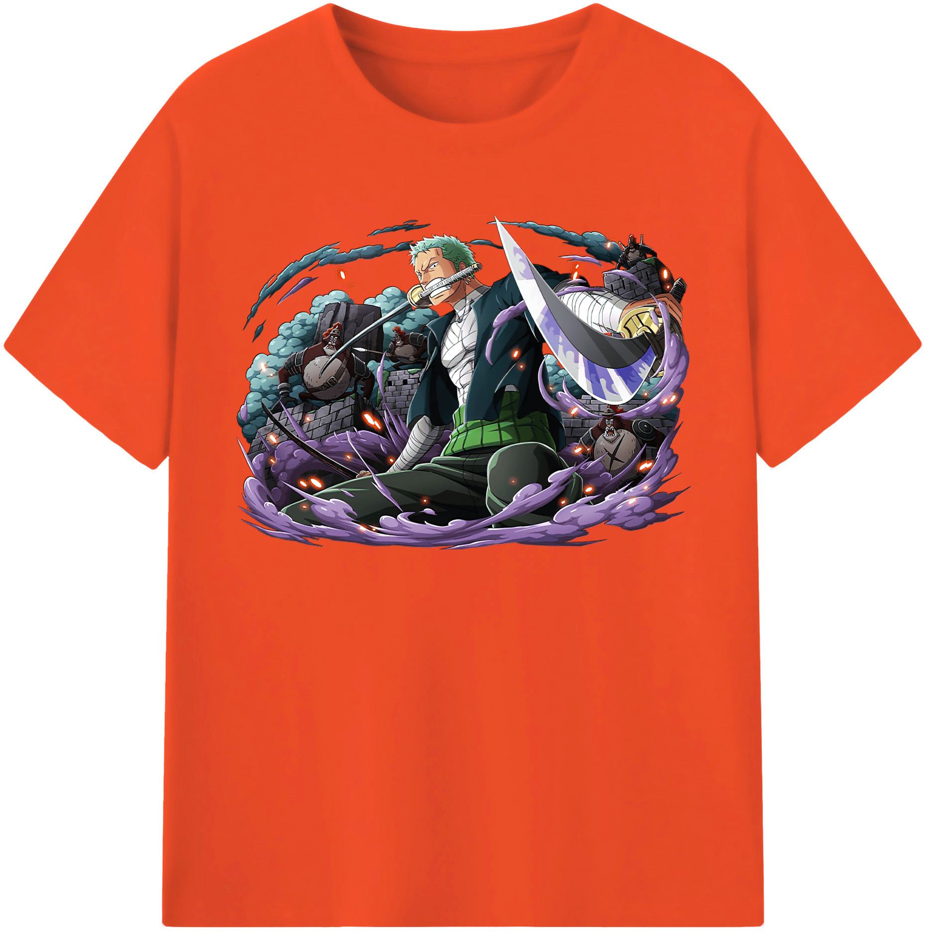 ワンピース ロロノア・ゾロ ONE PIECE Roronoa Zoro 綿100％半袖Tシャツ（フロントプリント）