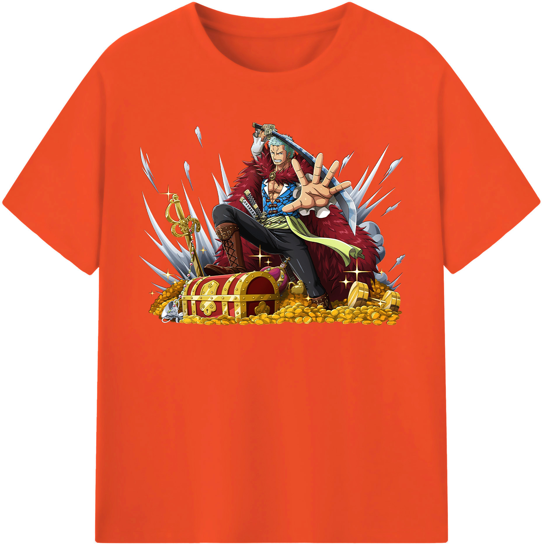 ワンピース ロロノア・ゾロ ONE PIECE Roronoa Zoro 綿100％半袖Tシャツ（フロントプリント）