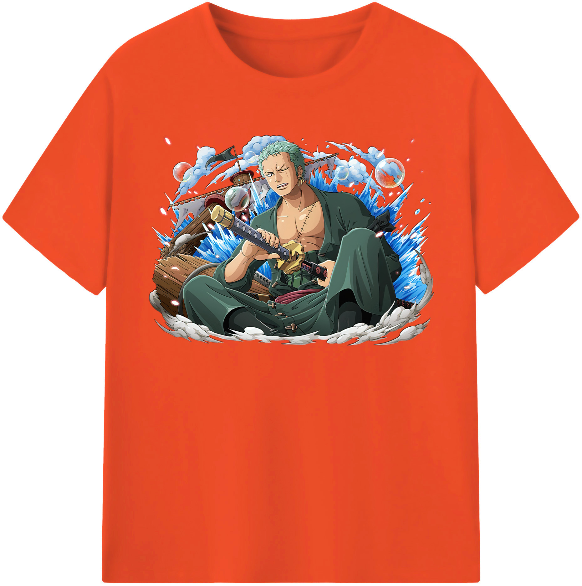 ワンピース ロロノア・ゾロ ONE PIECE Roronoa Zoro 綿100％半袖Tシャツ（フロントプリント）