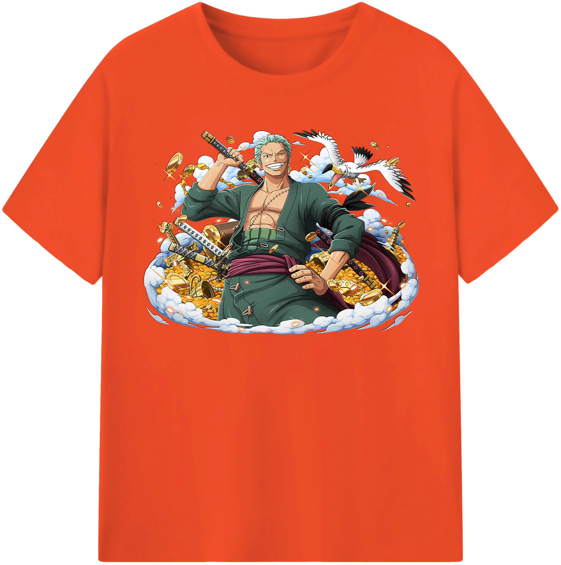 ワンピース ロロノア・ゾロ ONE PIECE Roronoa Zoro 綿100％半袖Tシャツ（フロントプリント）