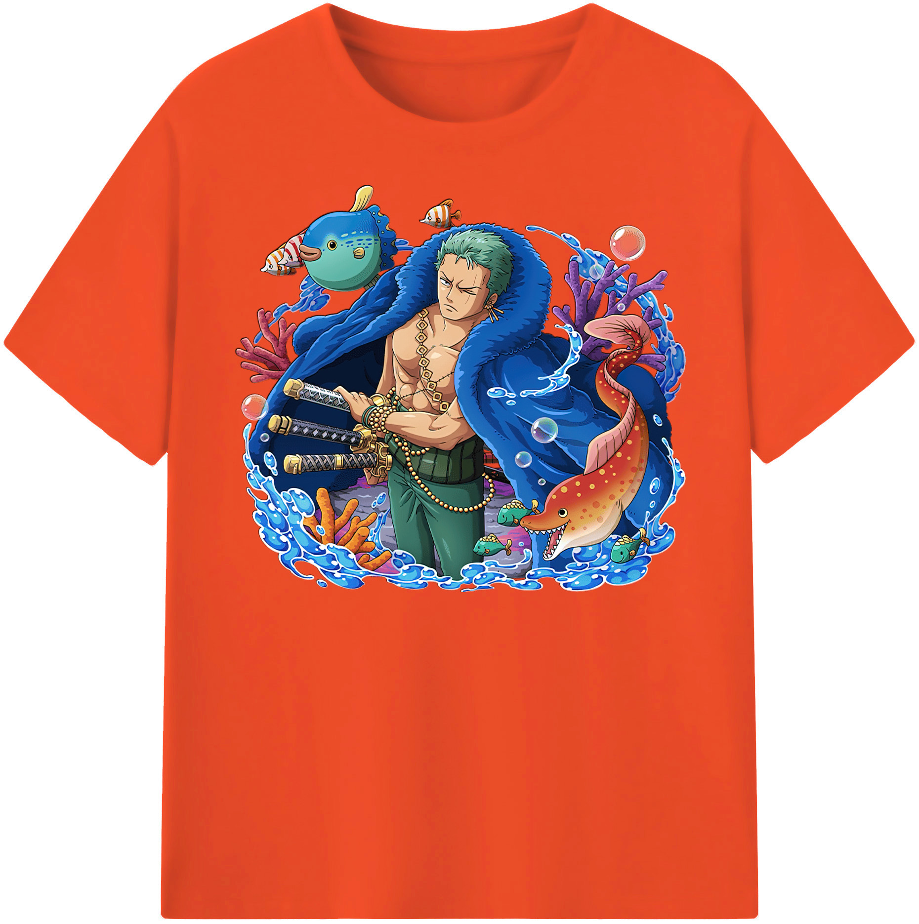 ワンピース ロロノア・ゾロ ONE PIECE Roronoa Zoro 綿100％半袖Tシャツ（フロントプリント）