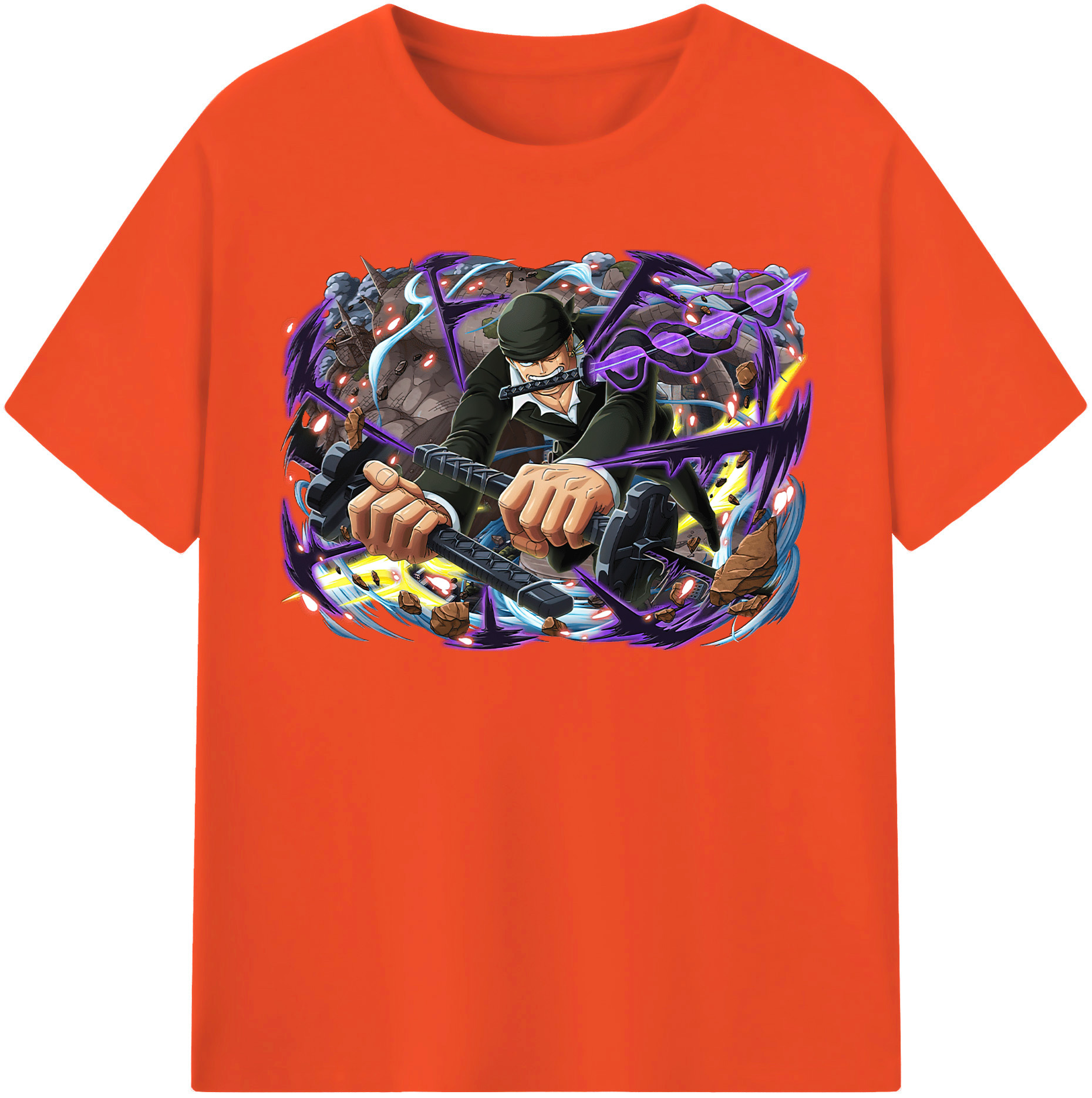 ワンピース ロロノア・ゾロ ONE PIECE Roronoa Zoro 綿100％半袖Tシャツ（フロントプリント）