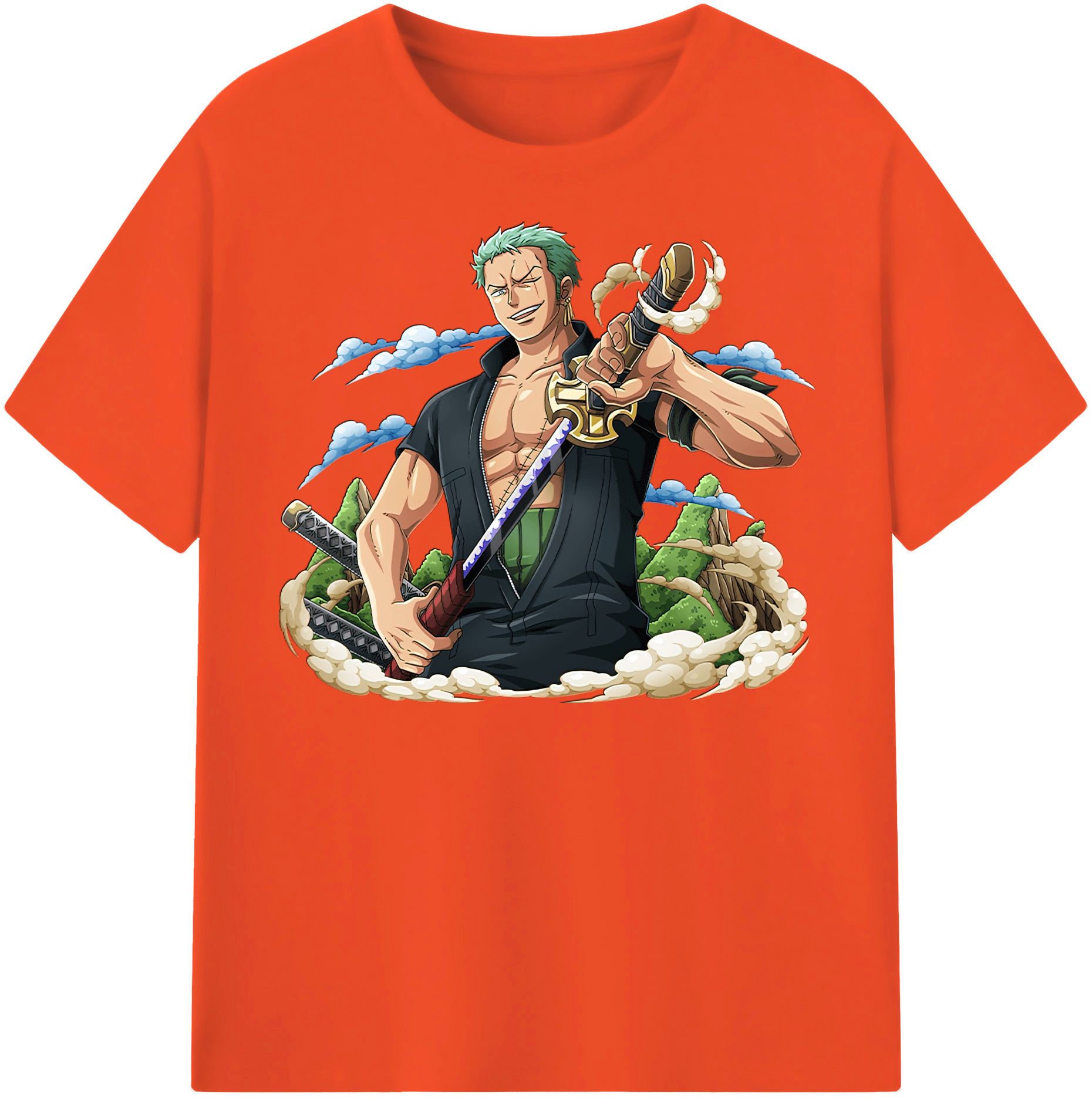 ワンピース ロロノア・ゾロ ONE PIECE Roronoa Zoro 綿100％半袖Tシャツ（フロントプリント）