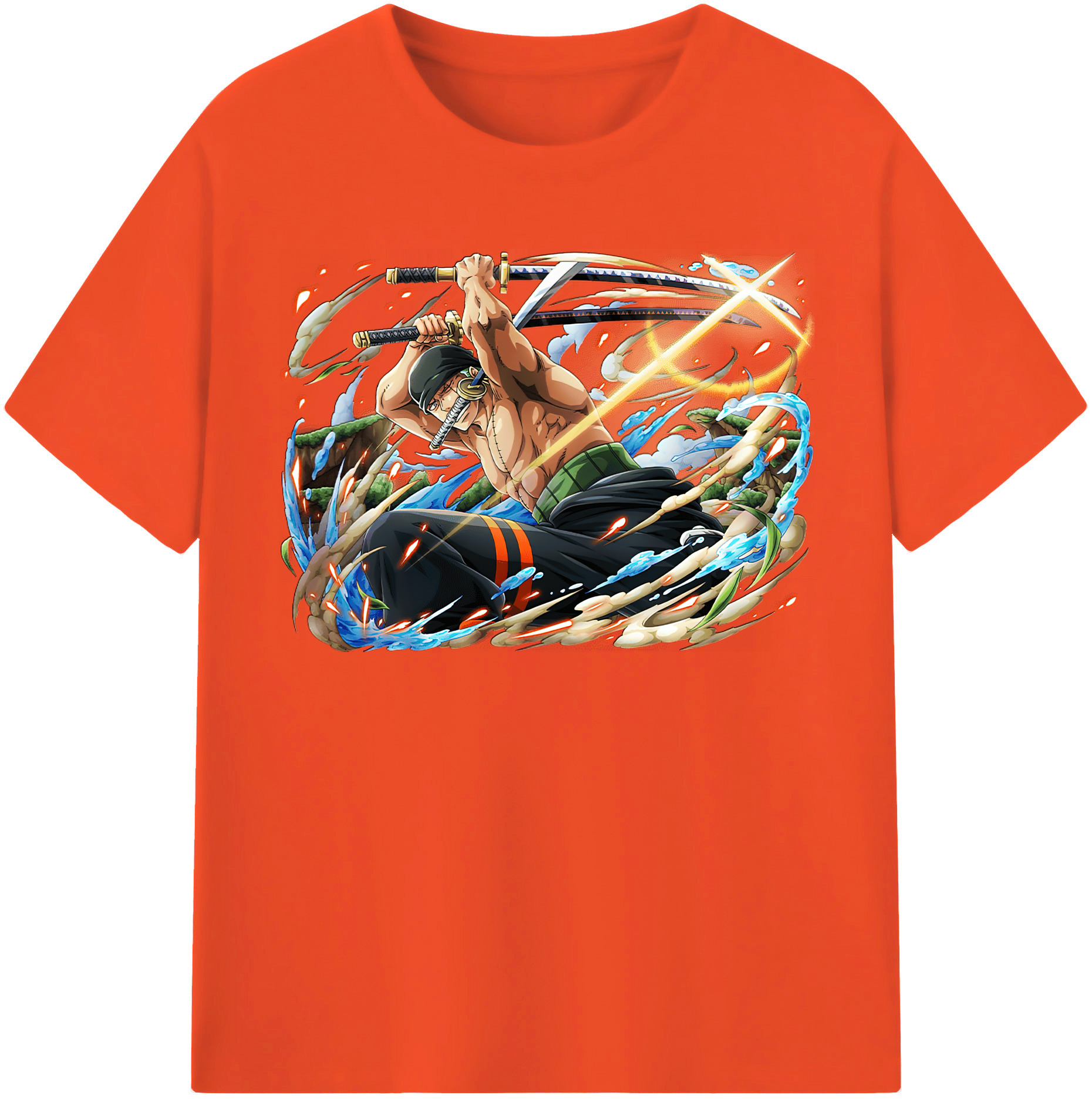 ワンピース ロロノア・ゾロ ONE PIECE Roronoa Zoro 綿100％半袖Tシャツ（フロントプリント）
