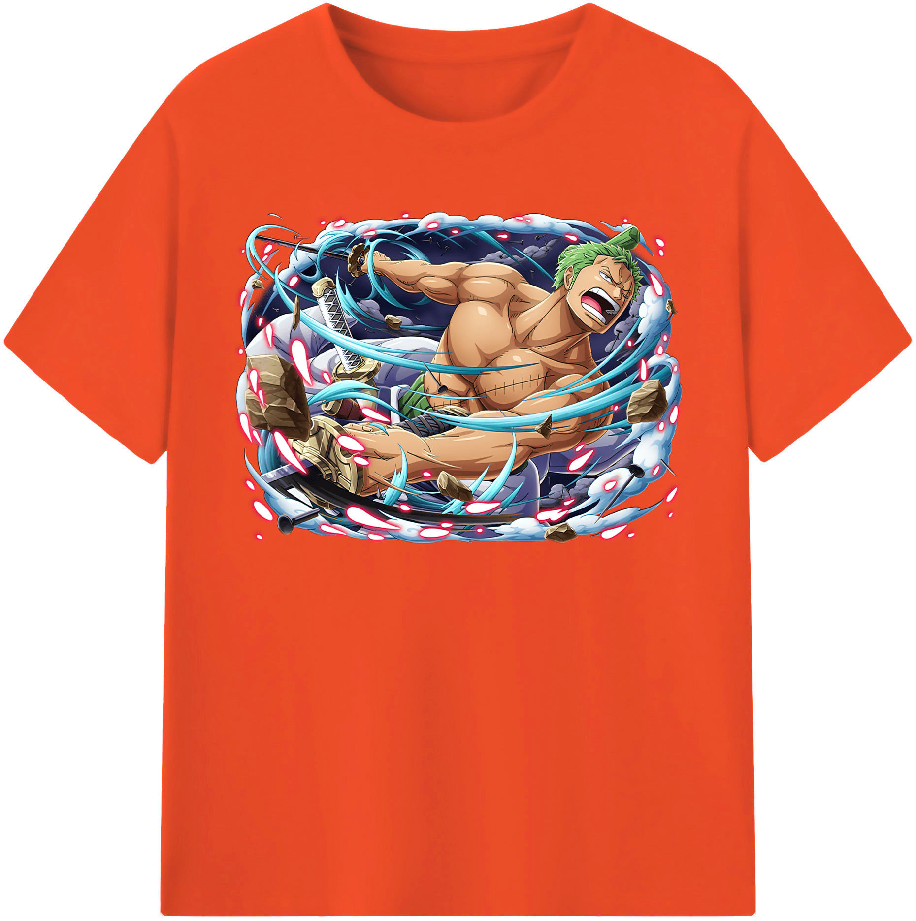 ワンピース ロロノア・ゾロ ONE PIECE Roronoa Zoro 綿100％半袖Tシャツ（フロントプリント）