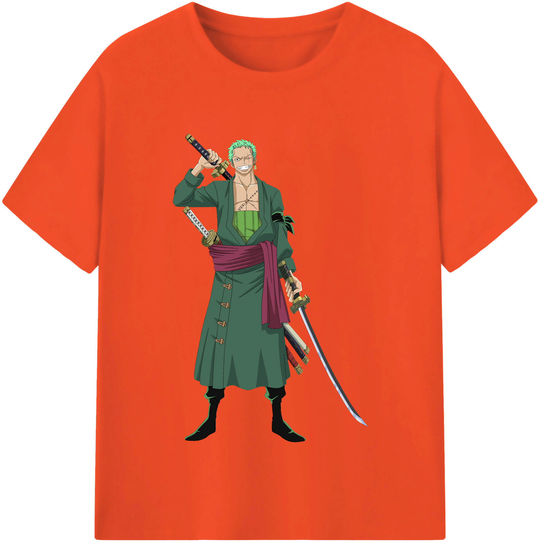 ワンピース ロロノア・ゾロ ONE PIECE Roronoa Zoro 綿100％半袖Tシャツ（フロントプリント）