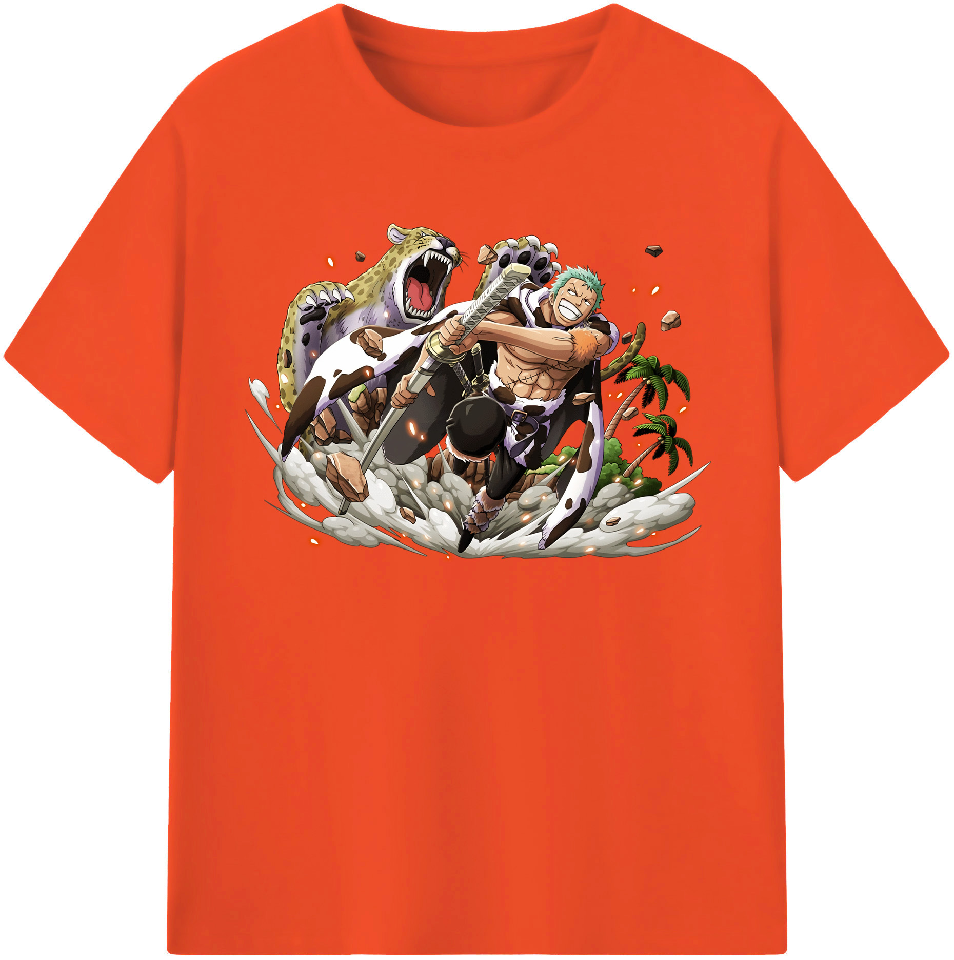 ワンピース ロロノア・ゾロ ONE PIECE Roronoa Zoro 綿100％半袖Tシャツ（フロントプリント）