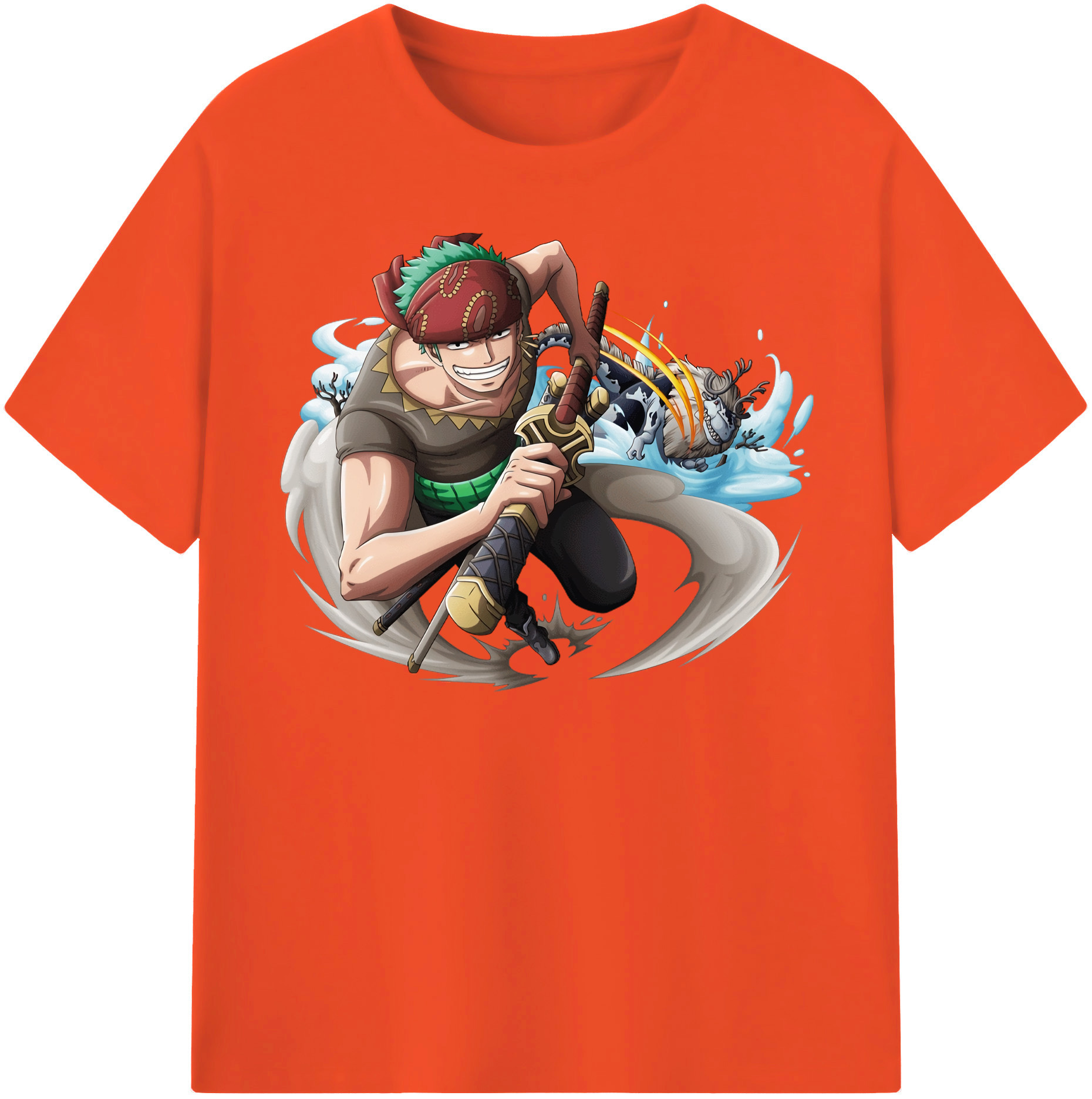 ワンピース ロロノア・ゾロ ONE PIECE Roronoa Zoro 綿100％半袖Tシャツ（フロントプリント）