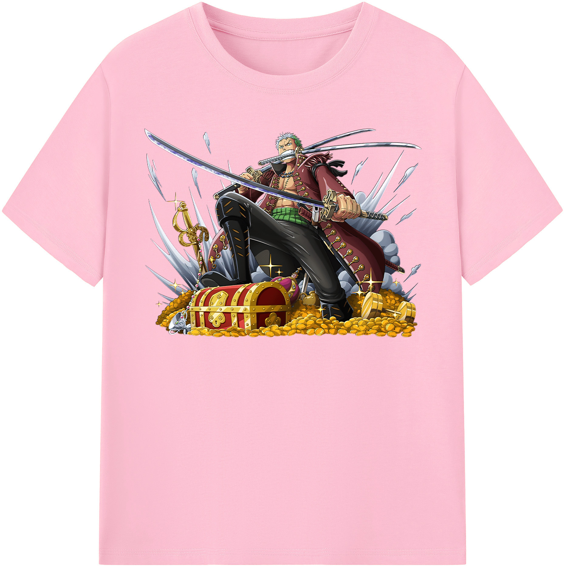 ワンピース ロロノア・ゾロ ONE PIECE Roronoa Zoro 綿100％半袖Tシャツ（フロントプリント）