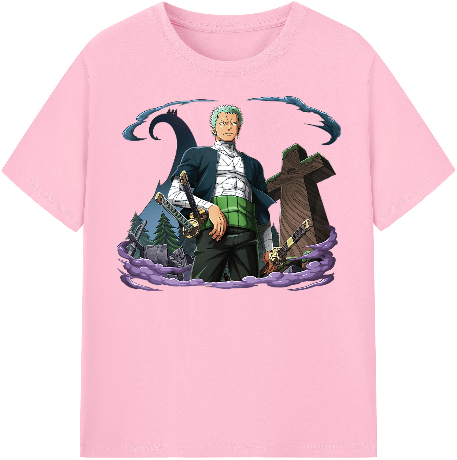 ワンピース ロロノア・ゾロ ONE PIECE Roronoa Zoro 綿100％半袖Tシャツ（フロントプリント）