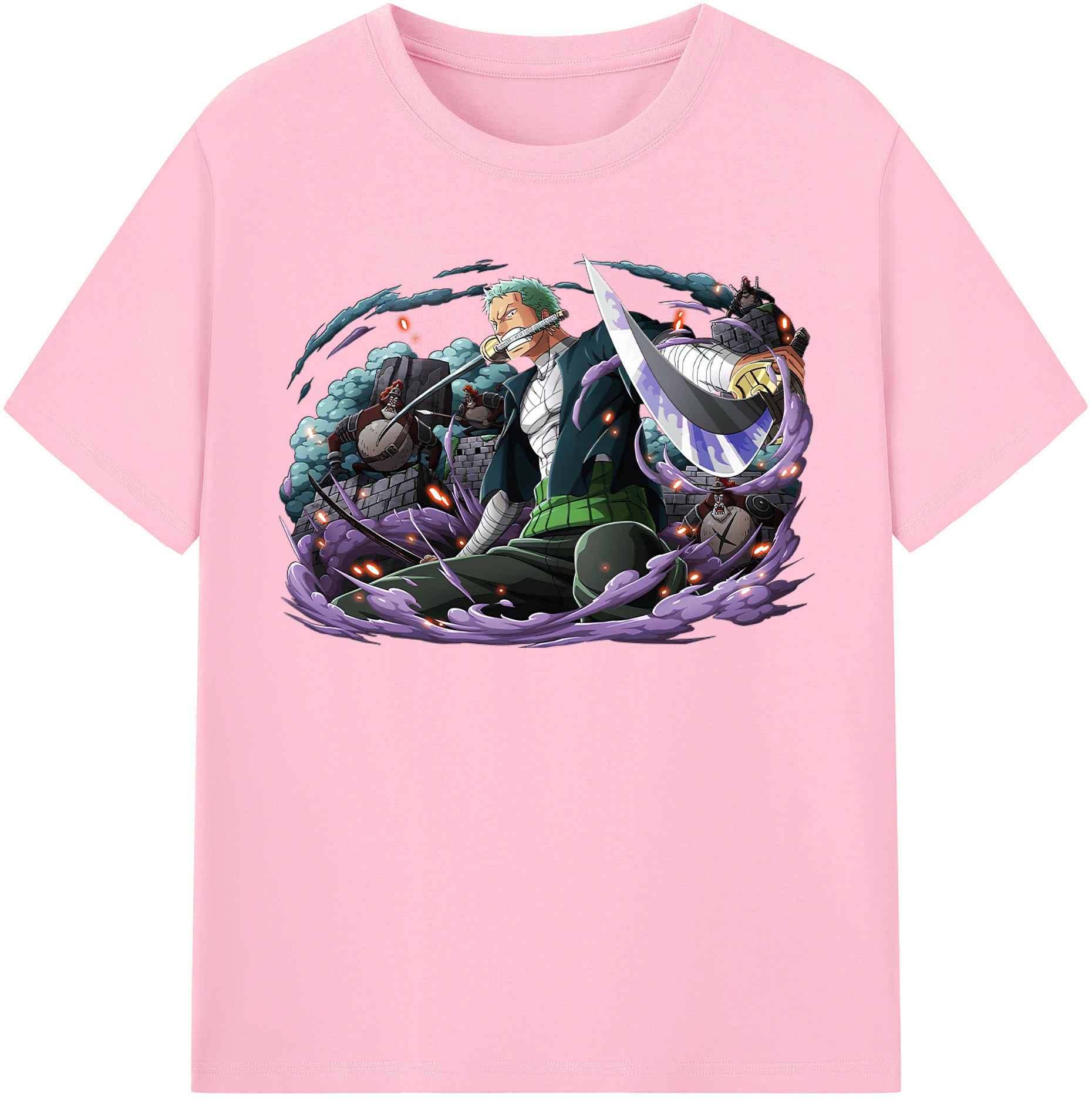 ワンピース ロロノア・ゾロ ONE PIECE Roronoa Zoro 綿100％半袖Tシャツ（フロントプリント）