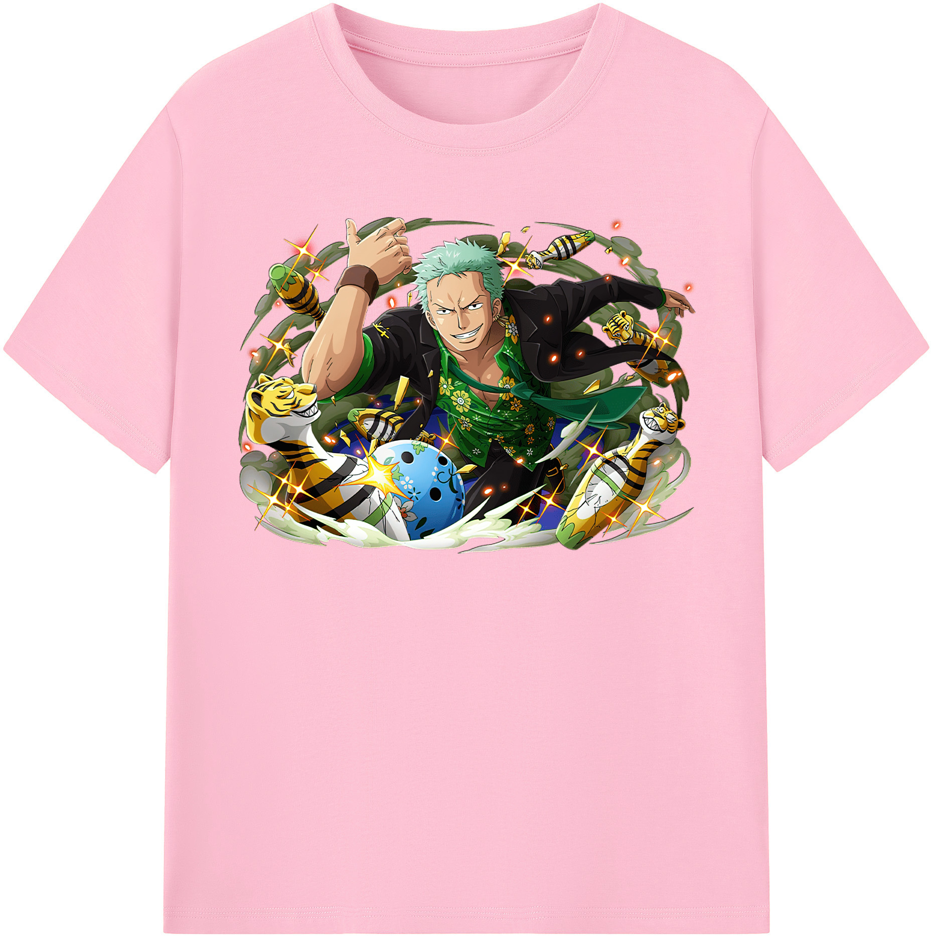 ワンピース ロロノア・ゾロ ONE PIECE Roronoa Zoro 綿100％半袖Tシャツ（フロントプリント）