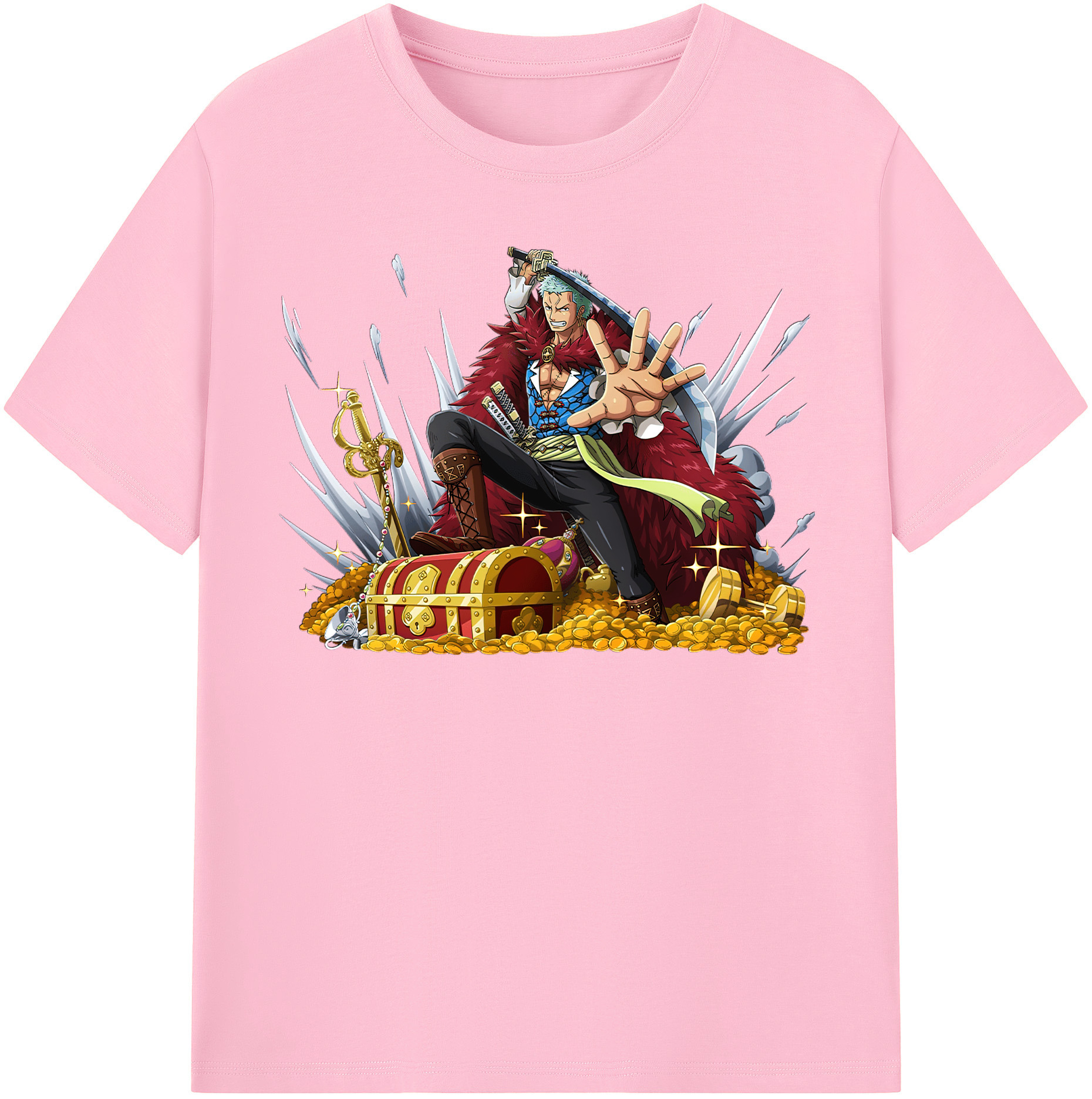 ワンピース ロロノア・ゾロ ONE PIECE Roronoa Zoro 綿100％半袖Tシャツ（フロントプリント）