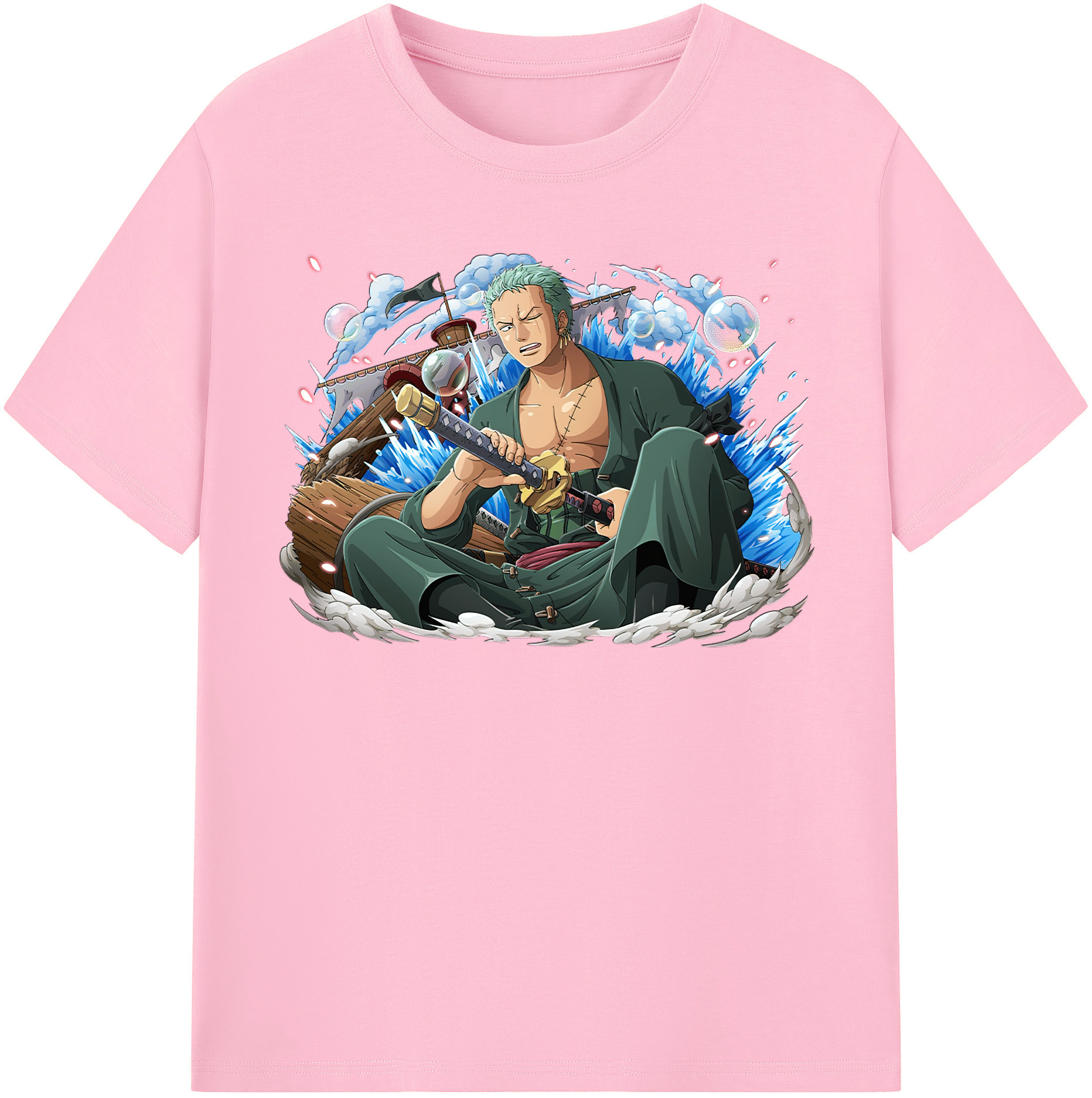 ワンピース ロロノア・ゾロ ONE PIECE Roronoa Zoro 綿100％半袖Tシャツ（フロントプリント）
