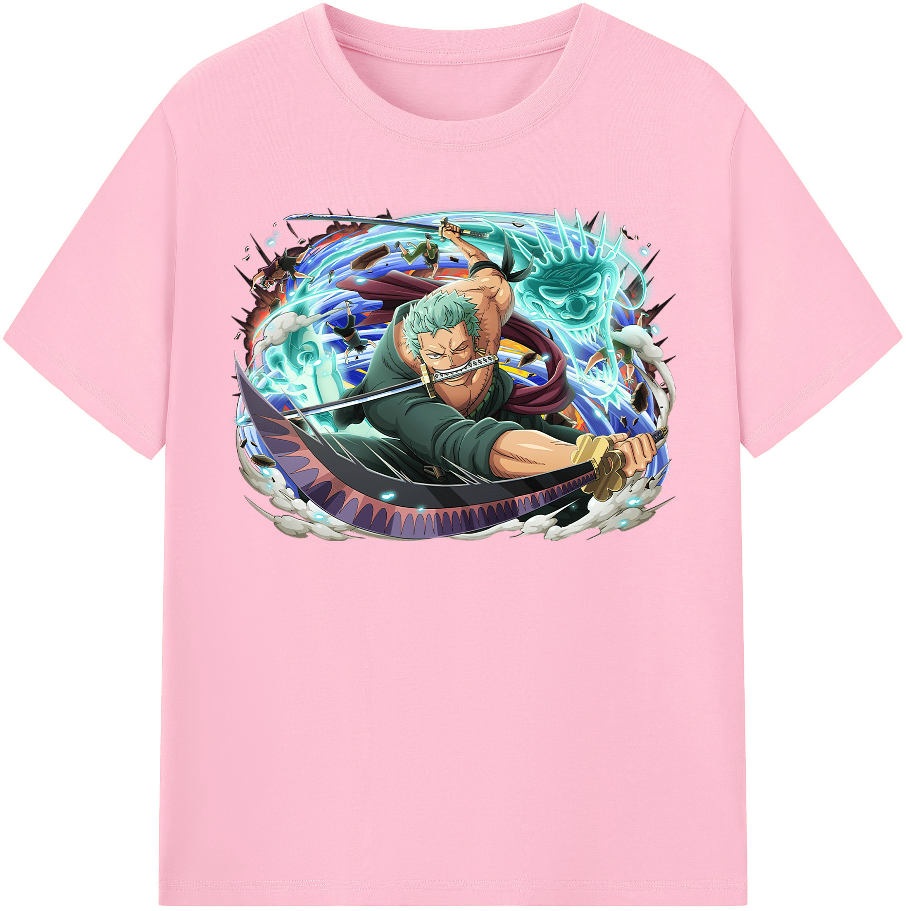 ワンピース ロロノア・ゾロ ONE PIECE Roronoa Zoro 綿100％半袖Tシャツ（フロントプリント）
