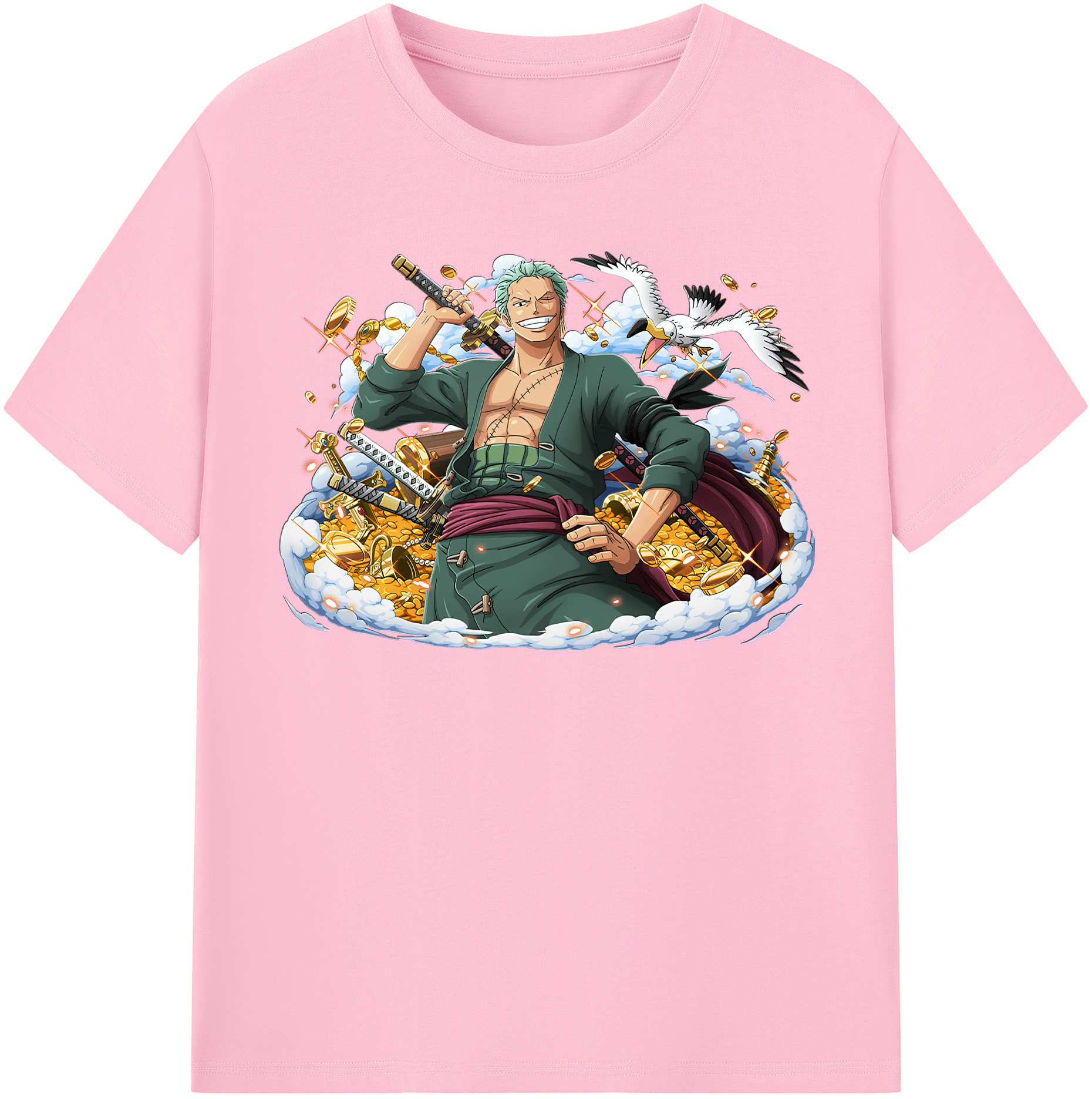 ワンピース ロロノア・ゾロ ONE PIECE Roronoa Zoro 綿100％半袖Tシャツ（フロントプリント）