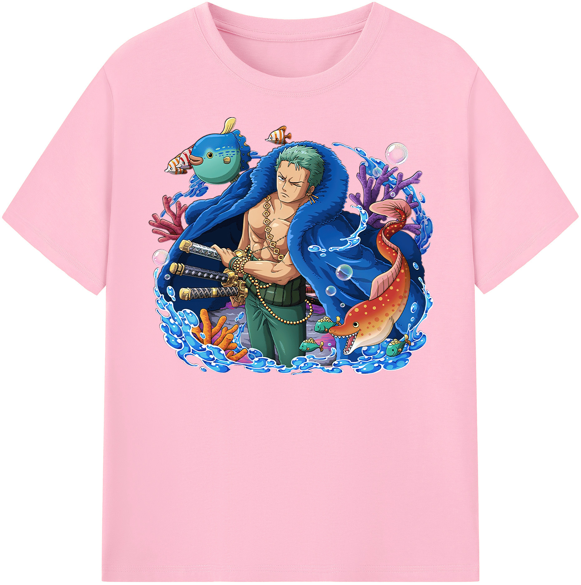ワンピース ロロノア・ゾロ ONE PIECE Roronoa Zoro 綿100％半袖Tシャツ（フロントプリント）