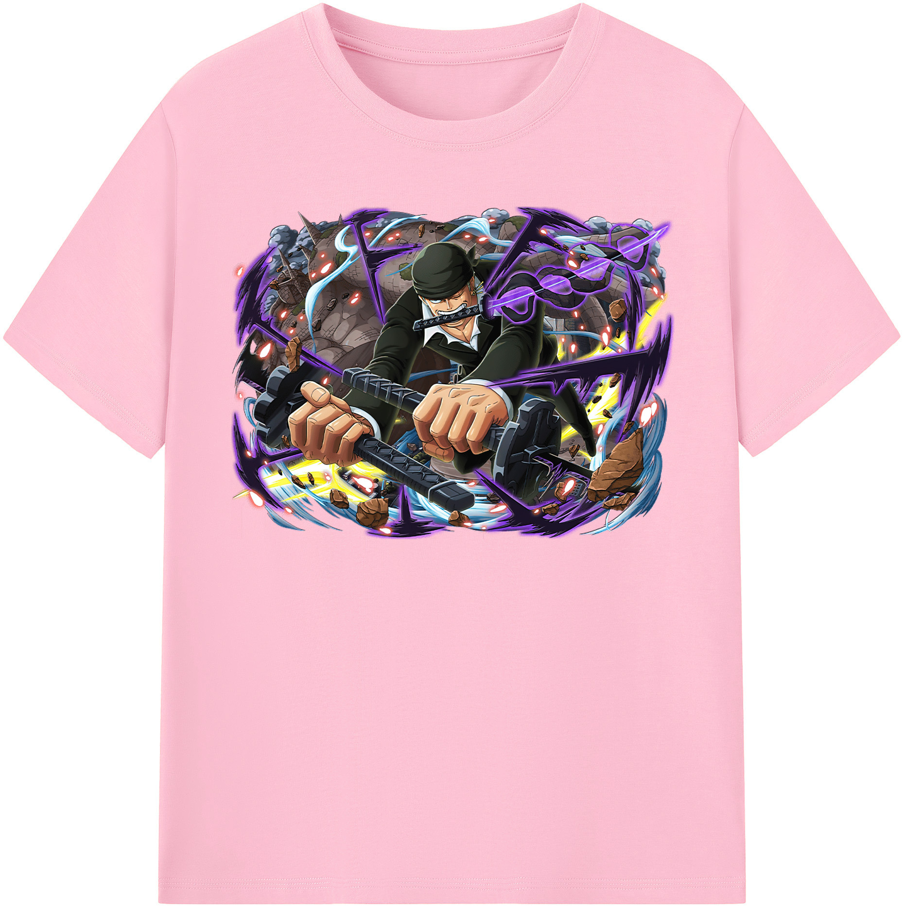 ワンピース ロロノア・ゾロ ONE PIECE Roronoa Zoro 綿100％半袖Tシャツ（フロントプリント）