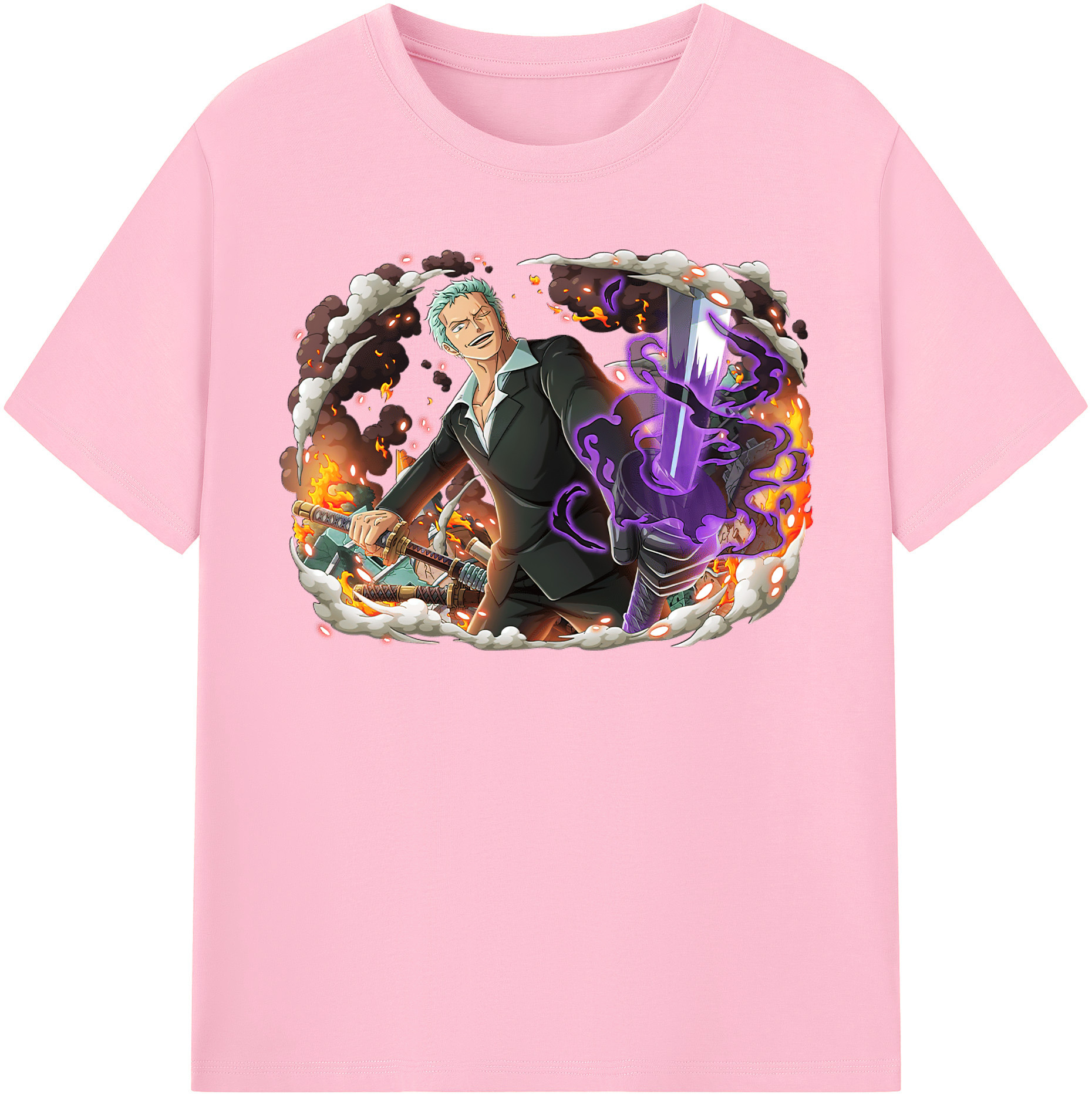 ワンピース ロロノア・ゾロ ONE PIECE Roronoa Zoro 綿100％半袖Tシャツ（フロントプリント）