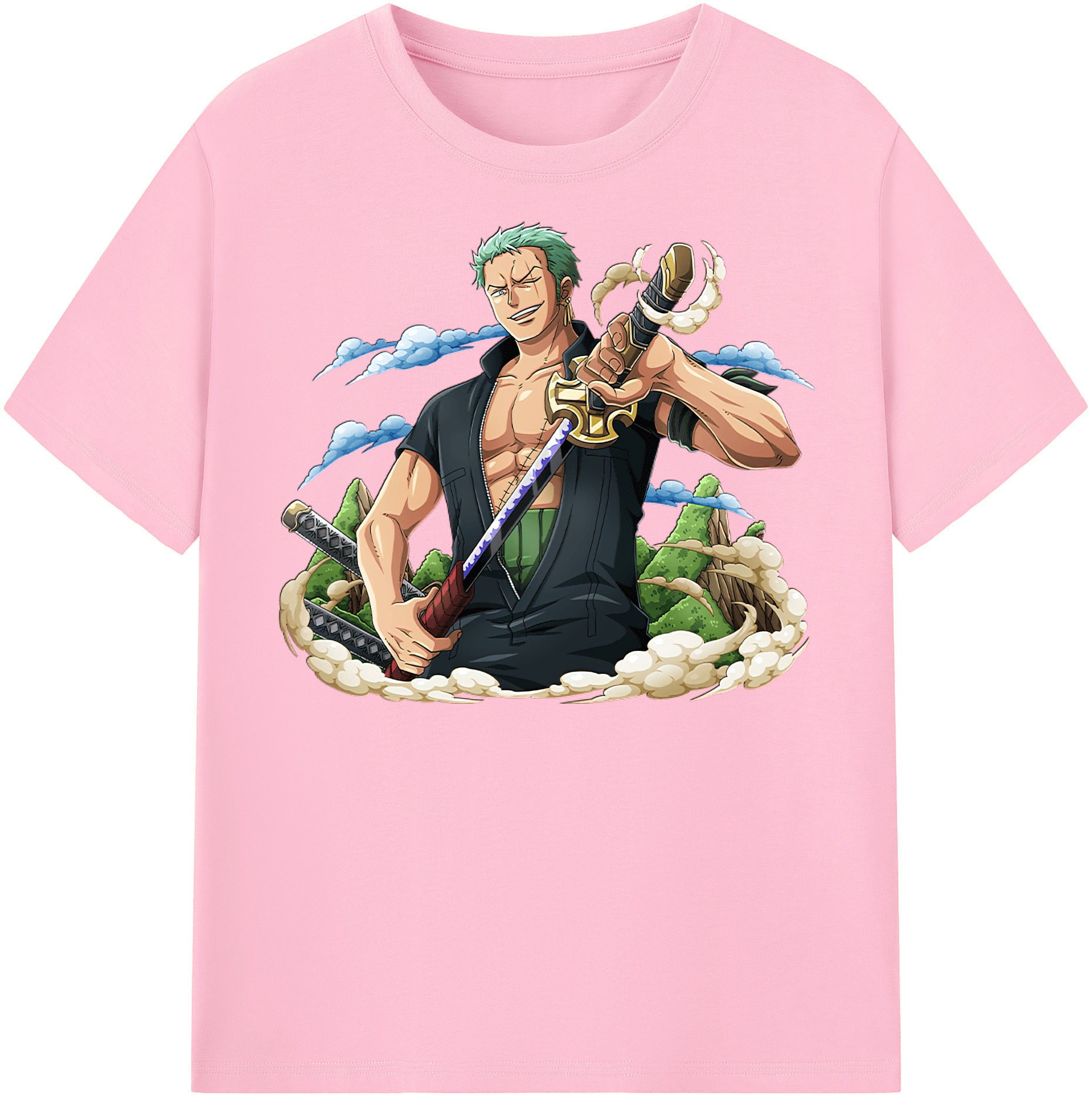 ワンピース ロロノア・ゾロ ONE PIECE Roronoa Zoro 綿100％半袖Tシャツ（フロントプリント）