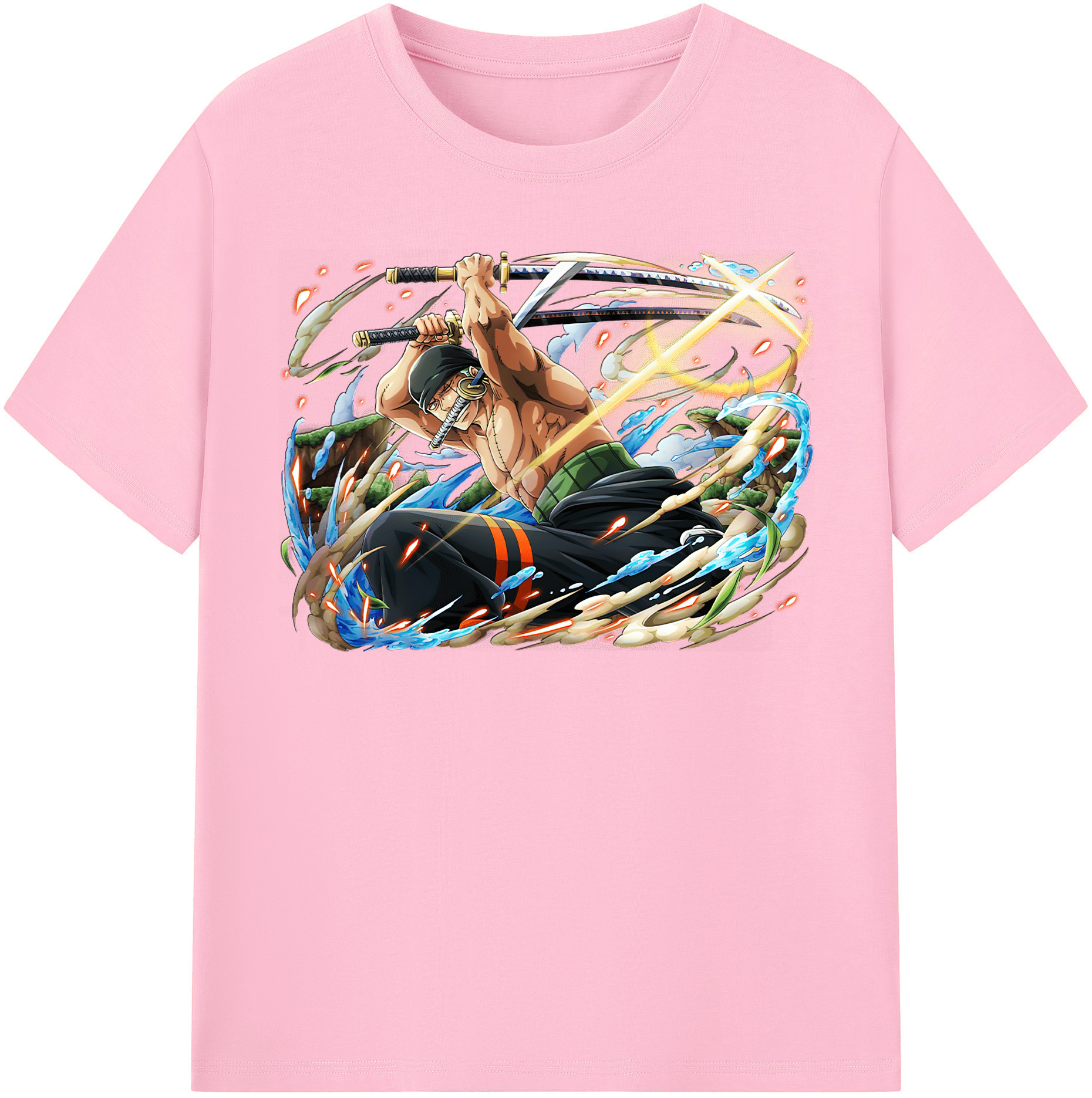 ワンピース ロロノア・ゾロ ONE PIECE Roronoa Zoro 綿100％半袖Tシャツ（フロントプリント）