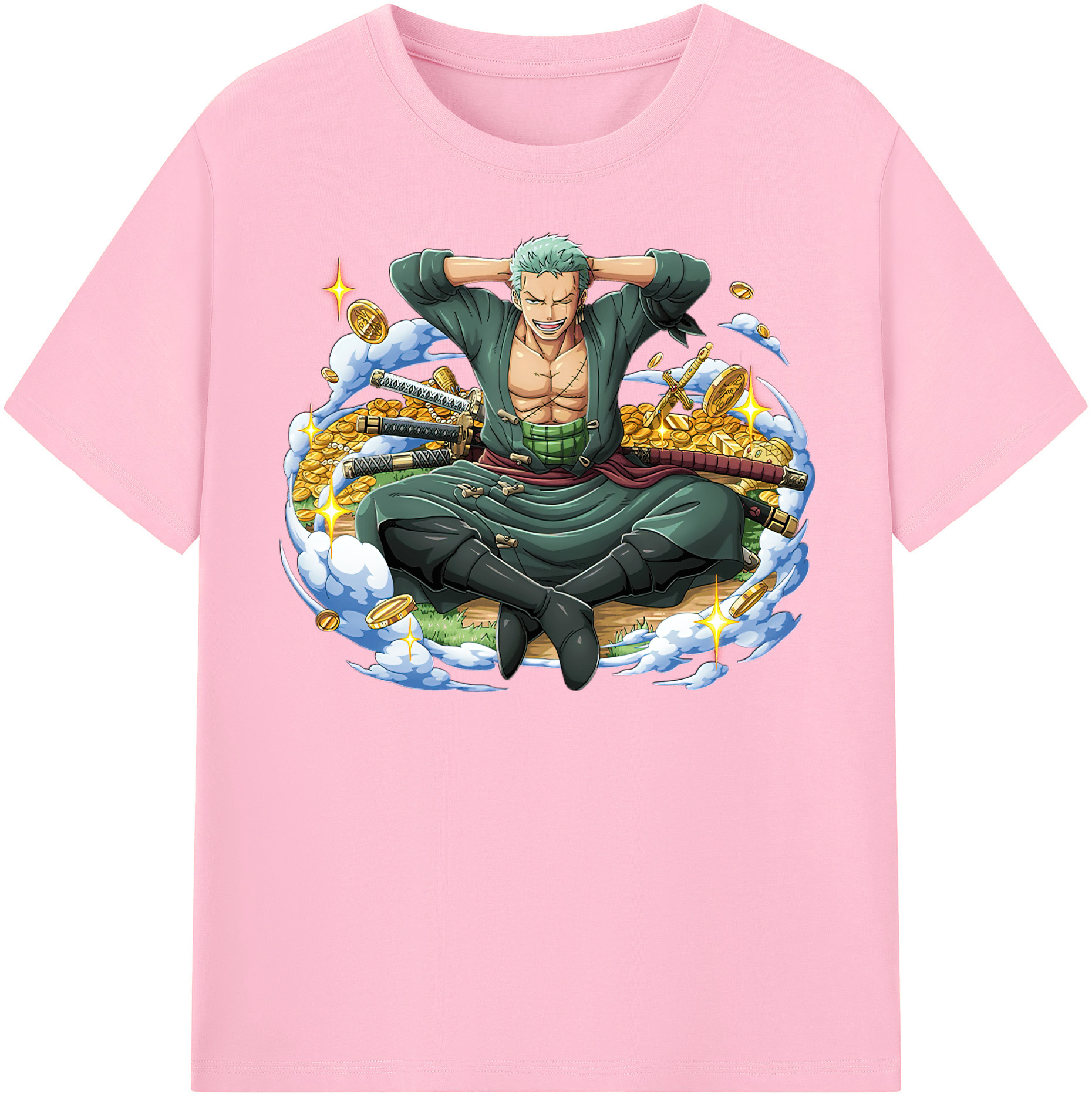 ワンピース ロロノア・ゾロ ONE PIECE Roronoa Zoro 綿100％半袖Tシャツ（フロントプリント）