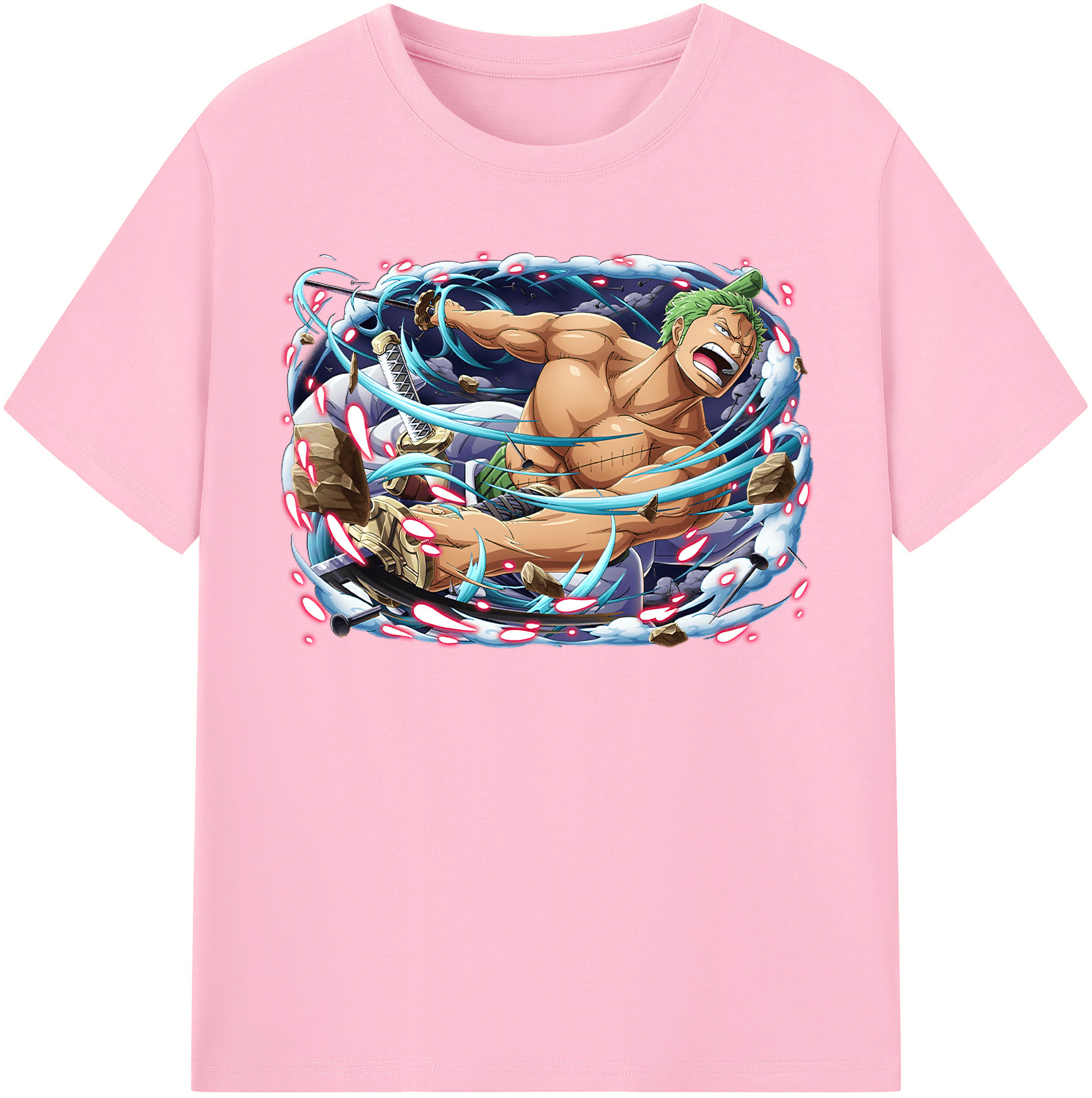 ワンピース ロロノア・ゾロ ONE PIECE Roronoa Zoro 綿100％半袖Tシャツ（フロントプリント）